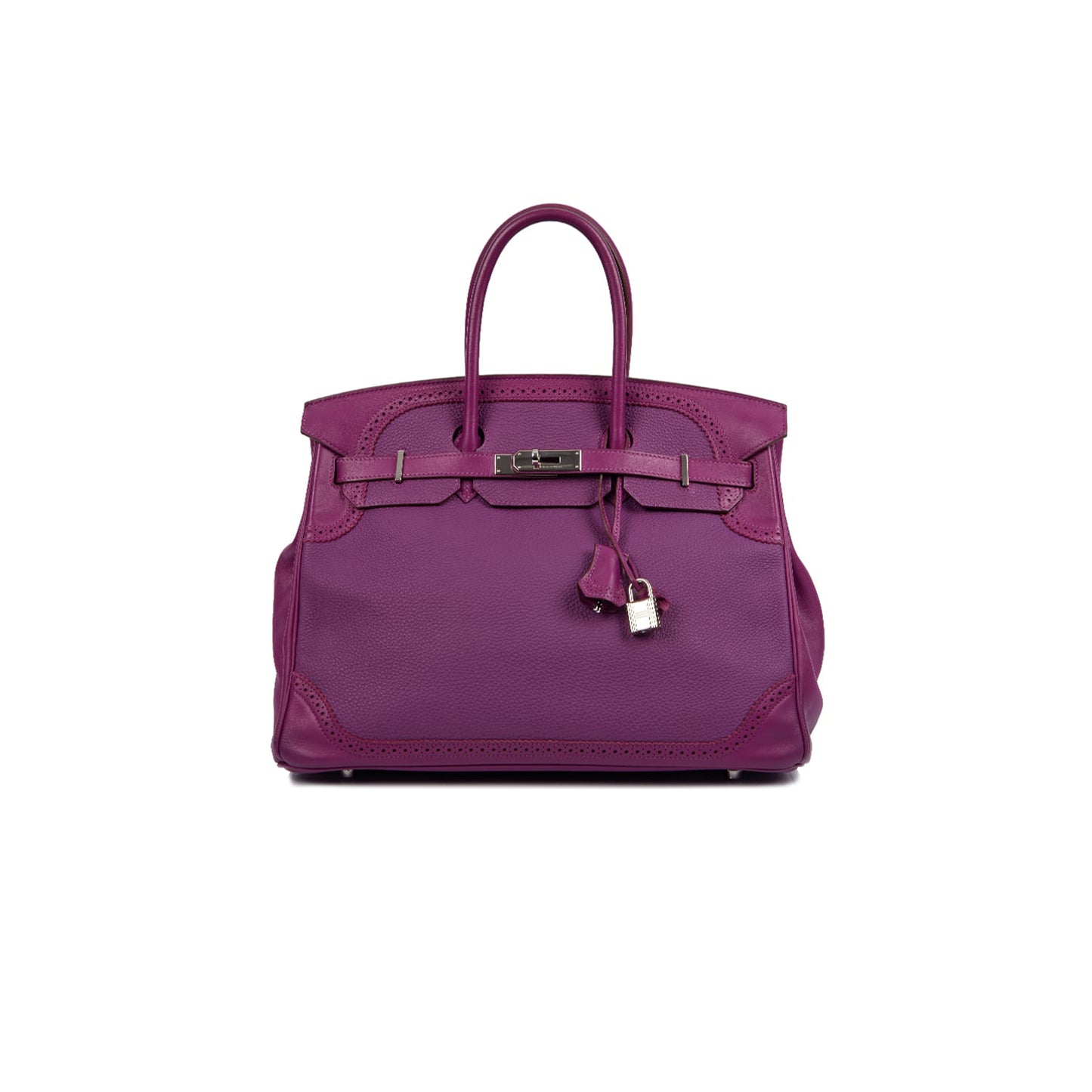 H**mes master birkin 35 swift and togo lace series anemone purple silver buckle h082650ck06 (35*28*18cm)