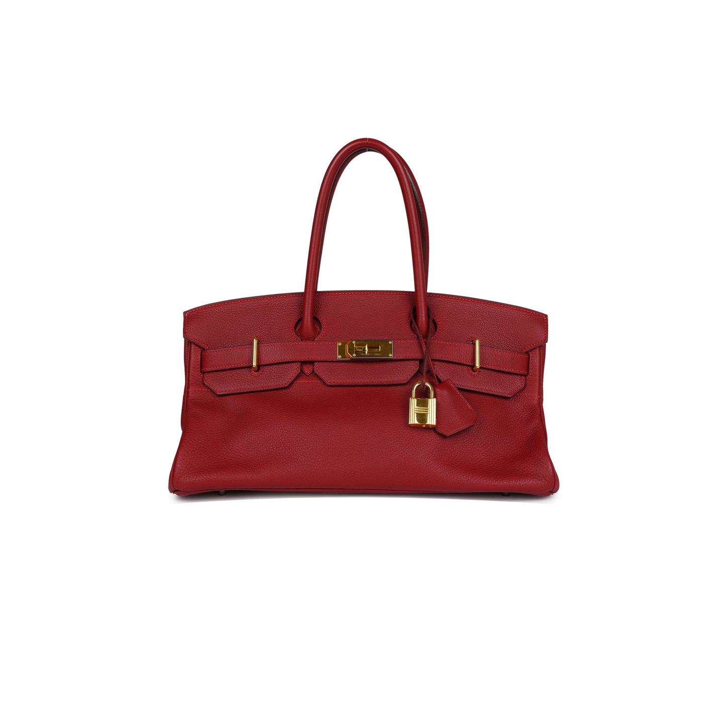 H**mes shoulder birkin 42 ruby red gold buckle bag 42632442553 (42*21*16cm)