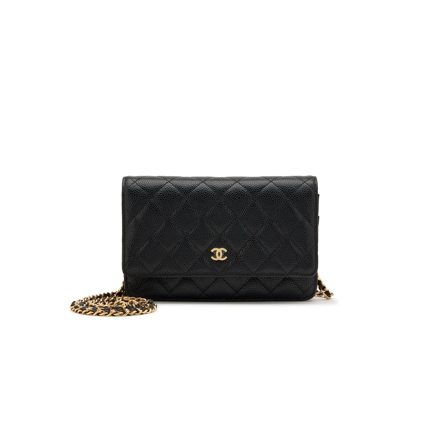 Ch**el master black quilted caviar wallet on chain woc gold hardware 3965147 (19*12*3cm)