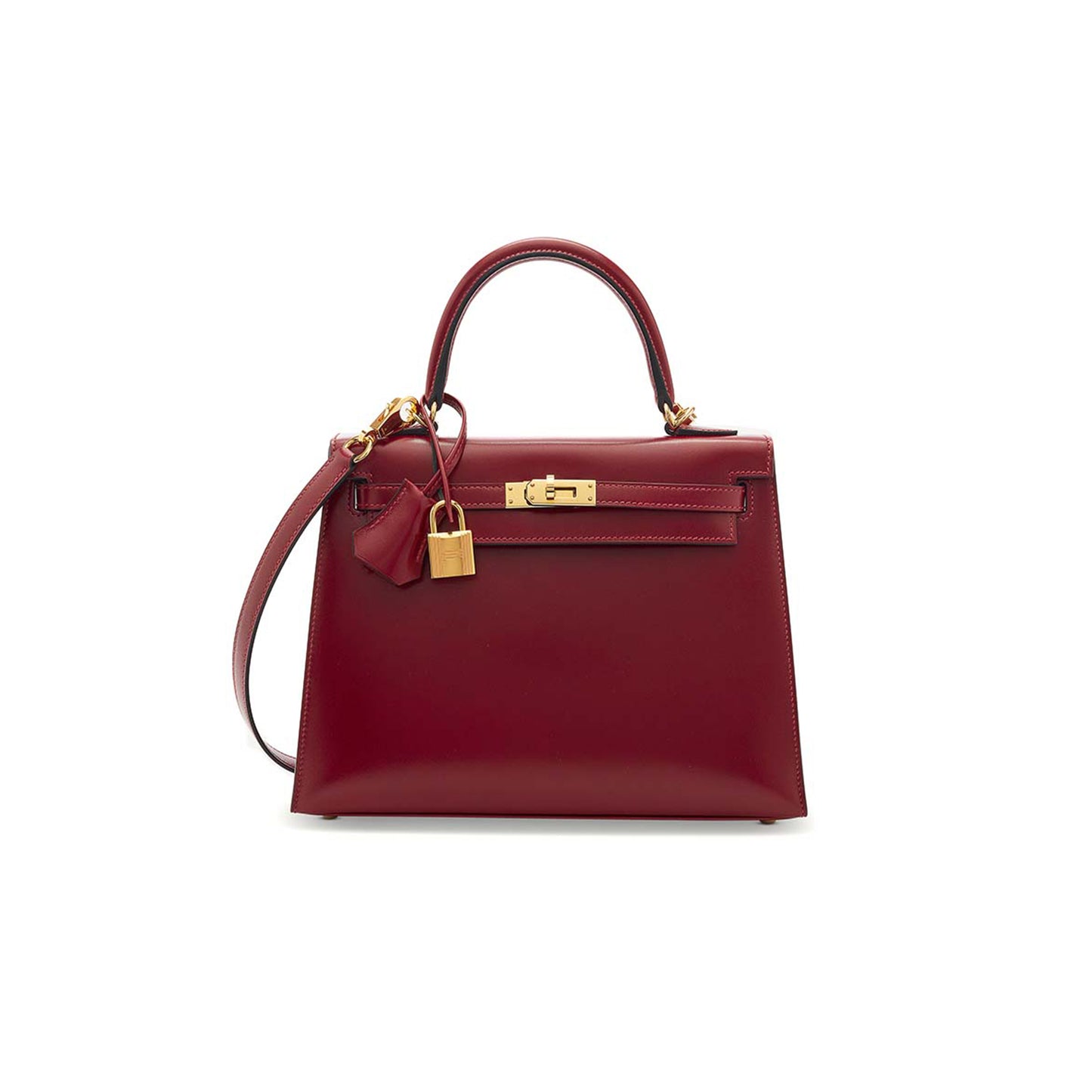H**mes master a rouge h calf box leather kelly 25 with gold hardware (25*17*7cm)