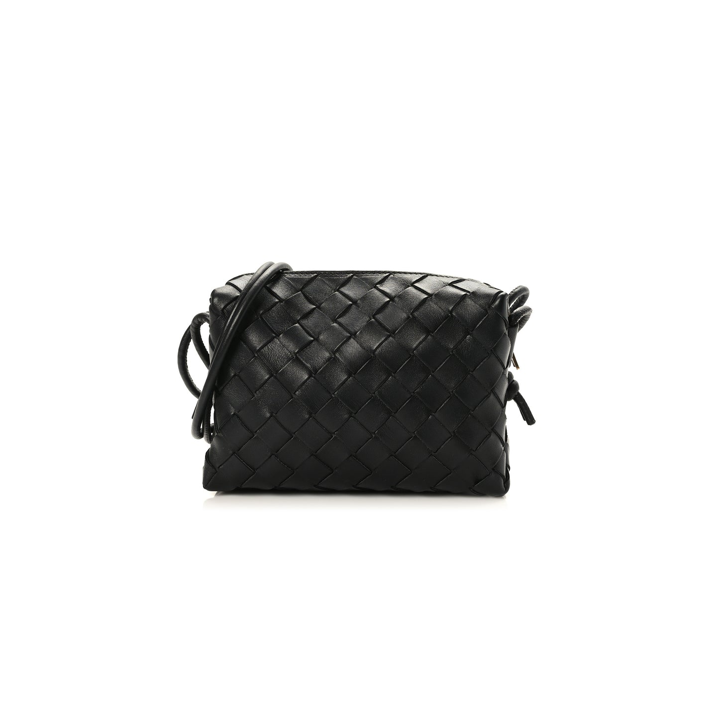 bo*te*ga Ve*ne*ta nappa intrecciato mini loop camera bag black (17*11*8cm)