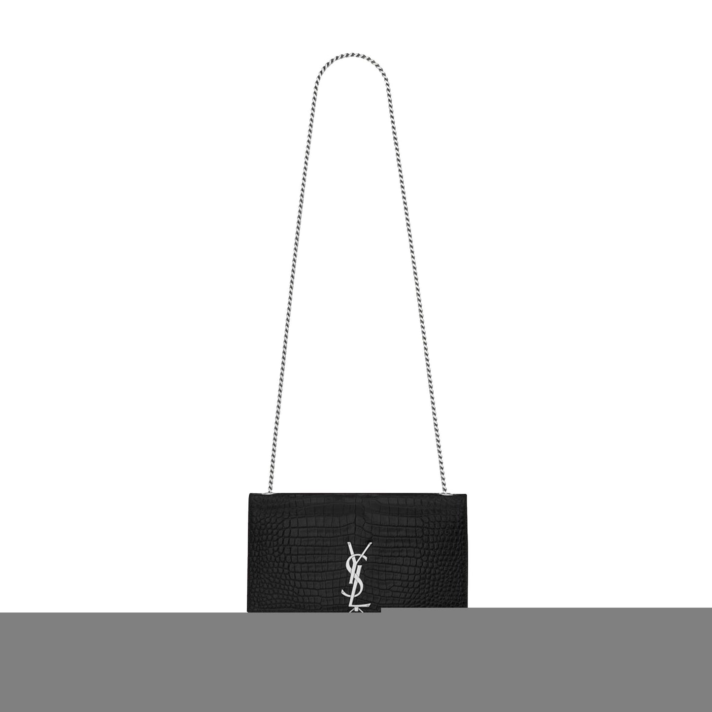 Y*L kate medium chain bag with tassel in embossed crocodile shiny leather 354119dnd0n1000 (24*14.5*5.5cm)