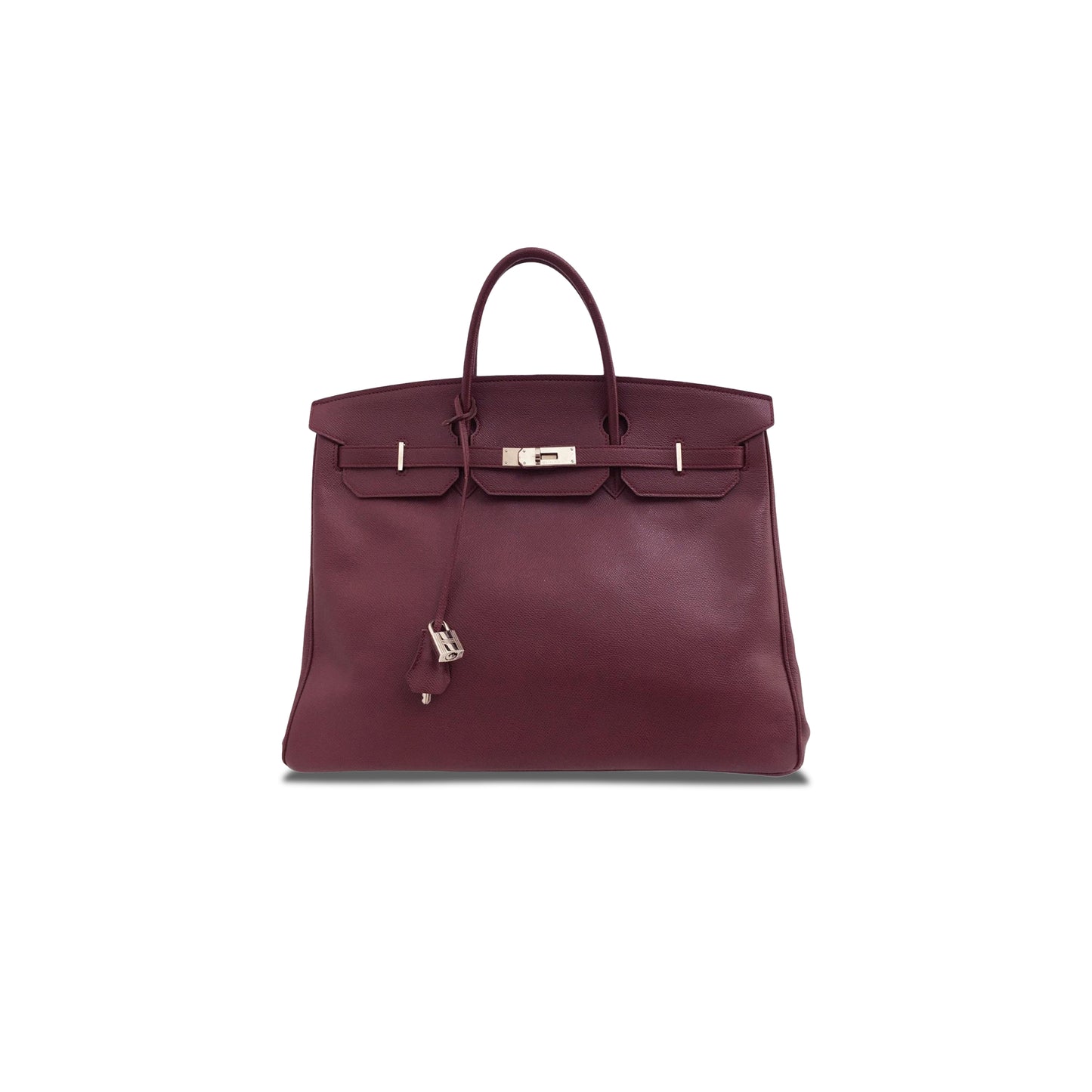 H**mes birkin 40 epsom rouge bordeaux red silver buckle bag 150223488182 (40*30*21cm)