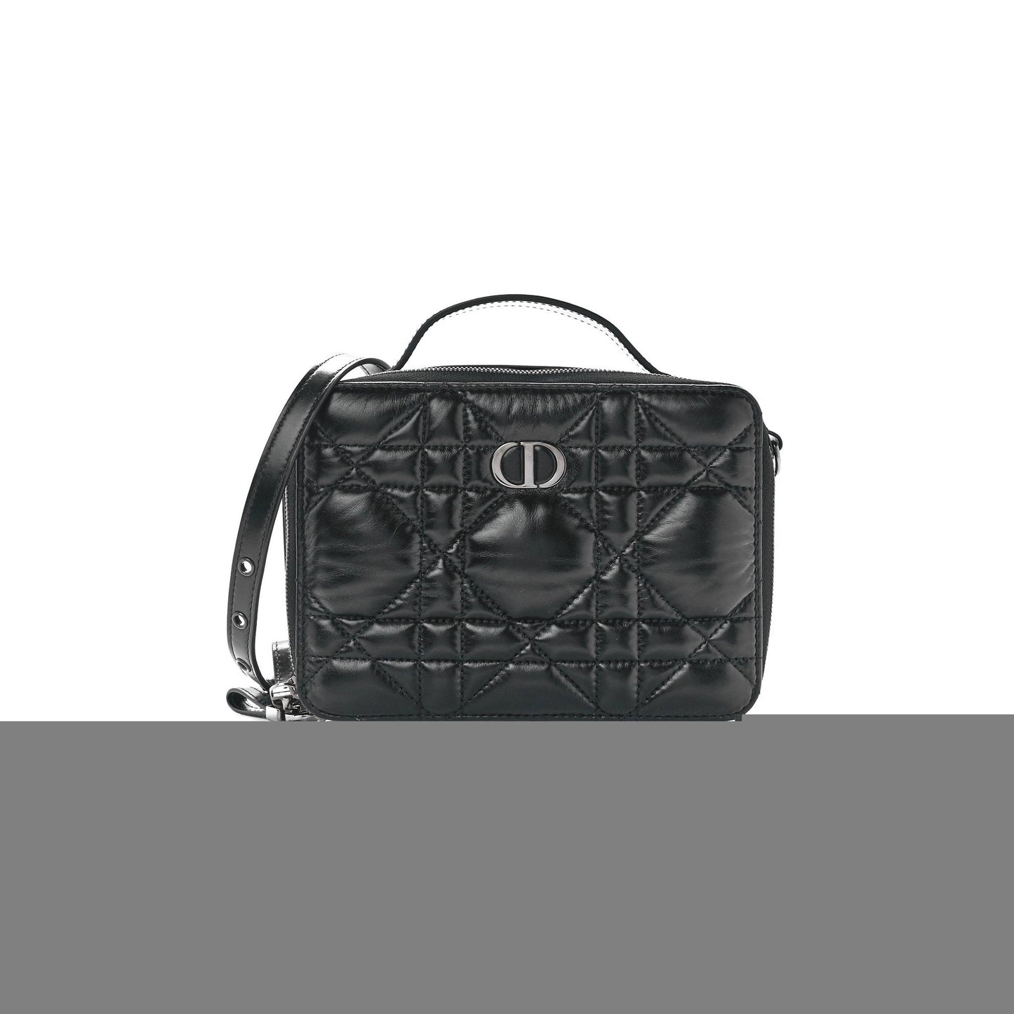 D*or calfskin macro-cannage caro box bag black (20*11*5.1cm)