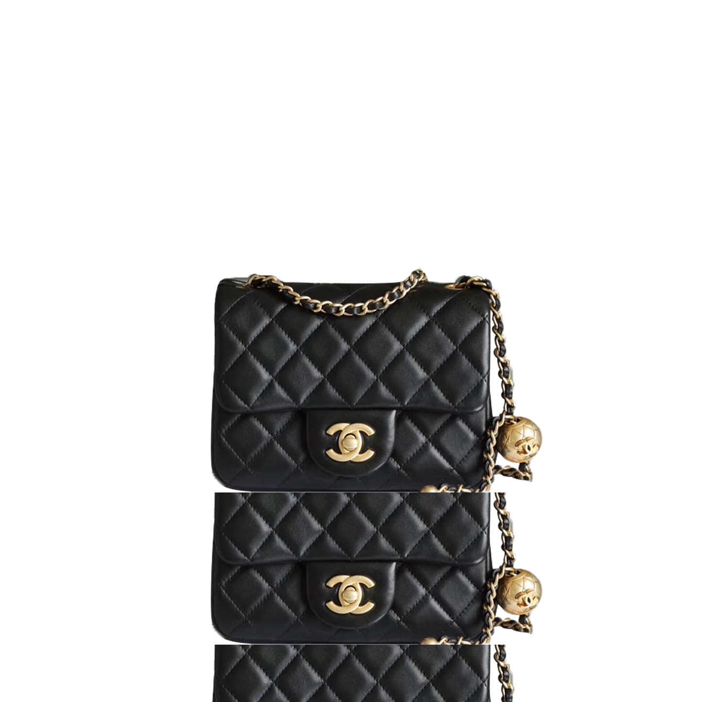 Ch*el master lambskin quilted mini pearl crush flap black as1786 (18*13*7cm)
