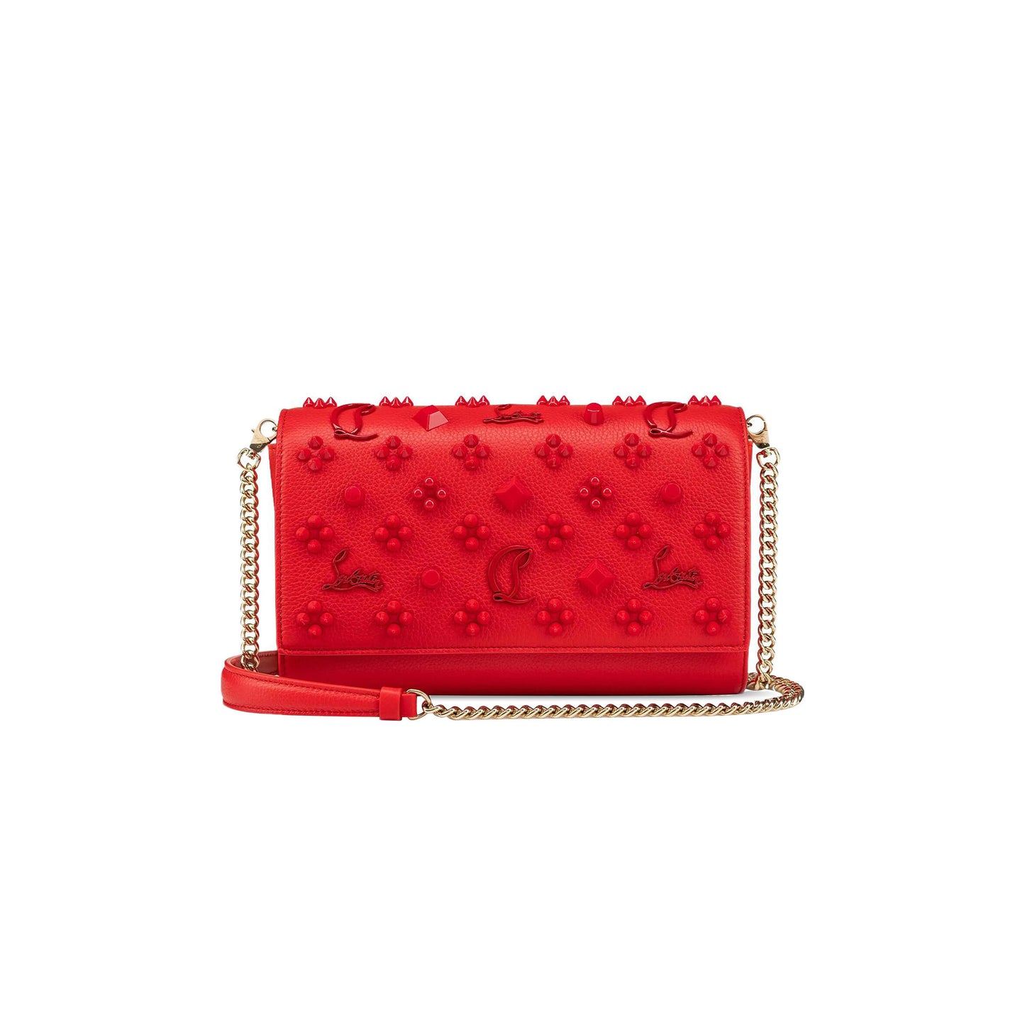 Chr1st1an louboutin paloma clutch grained calf leather and spikes 1175018r297 (23*14.5*5cm)