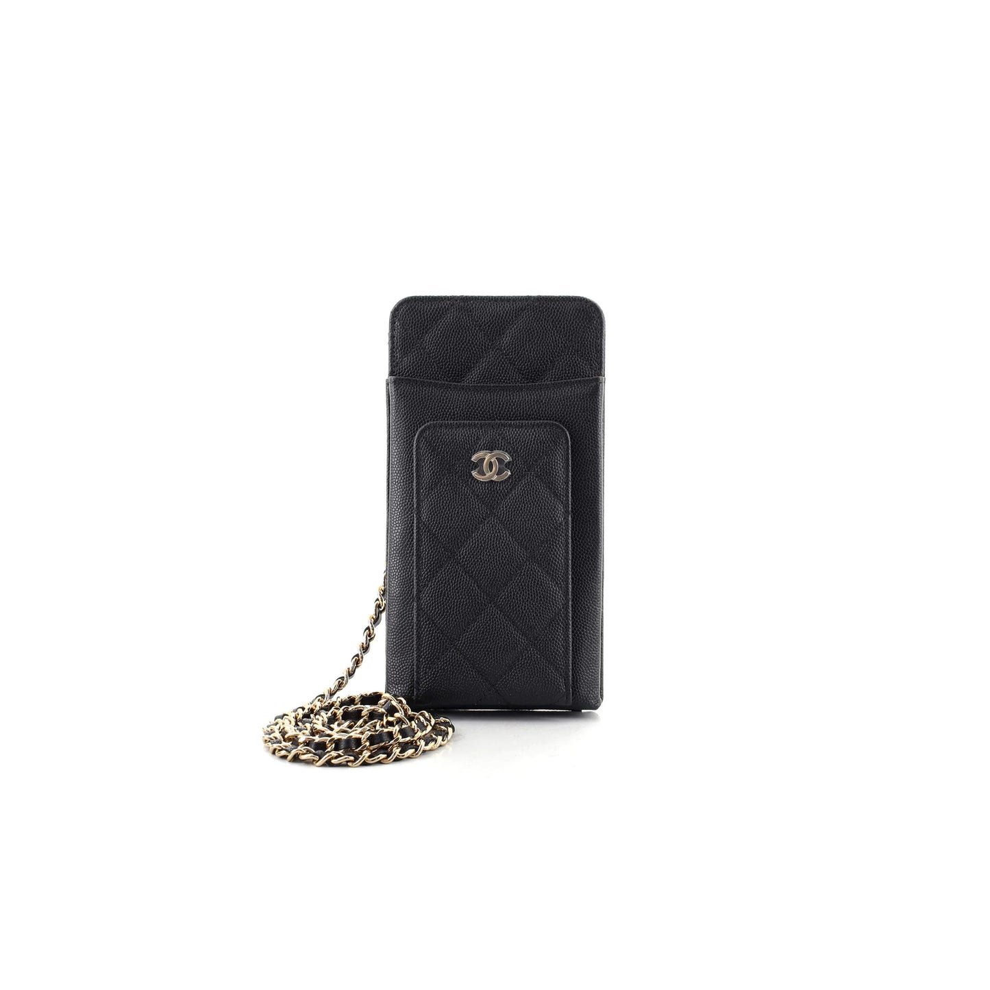 Ch*el phone holder crossbody bag quilted caviar ap0990 (18.2*9*3cm)