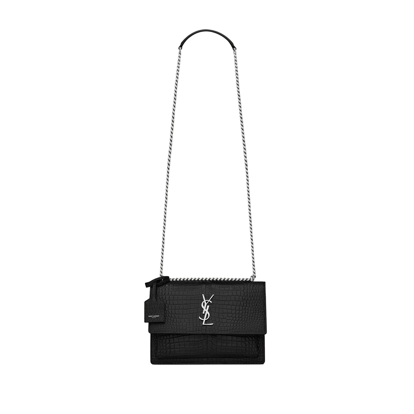 Y*L sunset medium chain gab in crocodile-embossed shiny leather 442906dnd0n1000 (22*16*6.5cm)