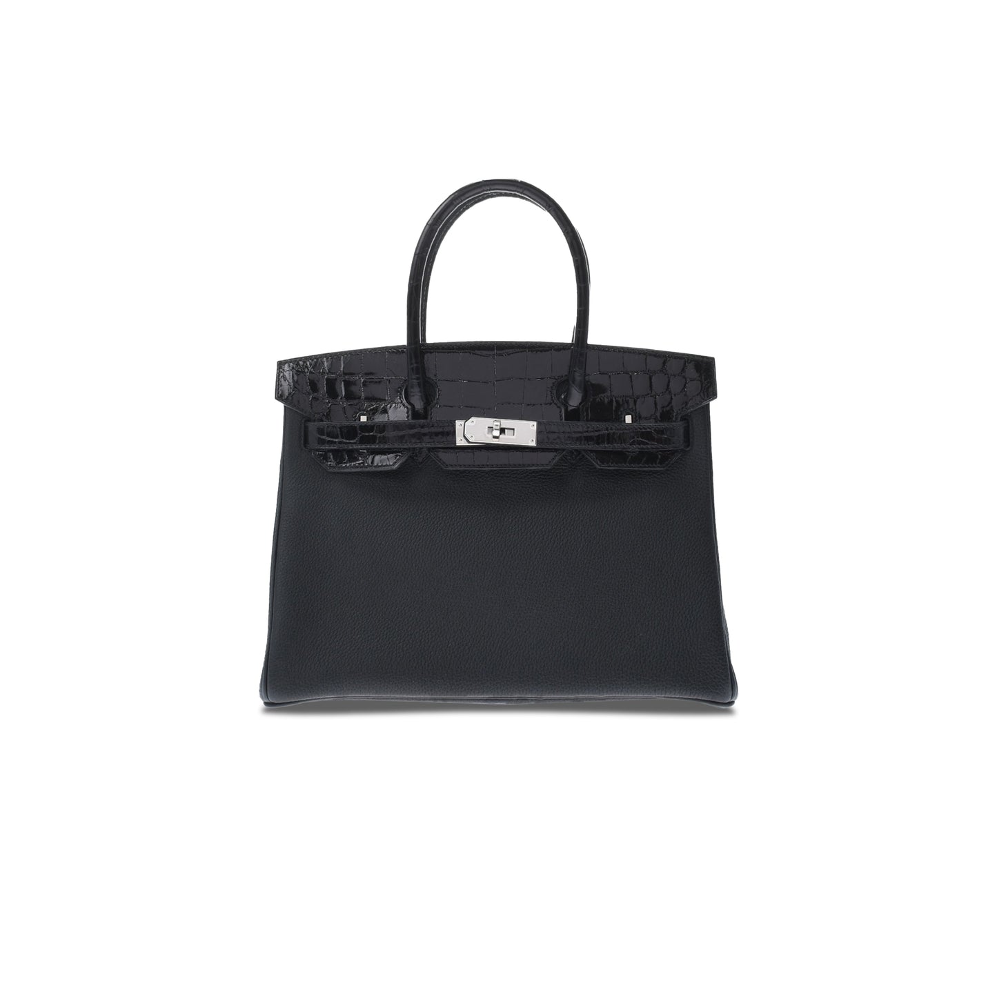 H**mes master barkin 35 bag in black matte crocodile and leather 461161 (35*25*18cm)