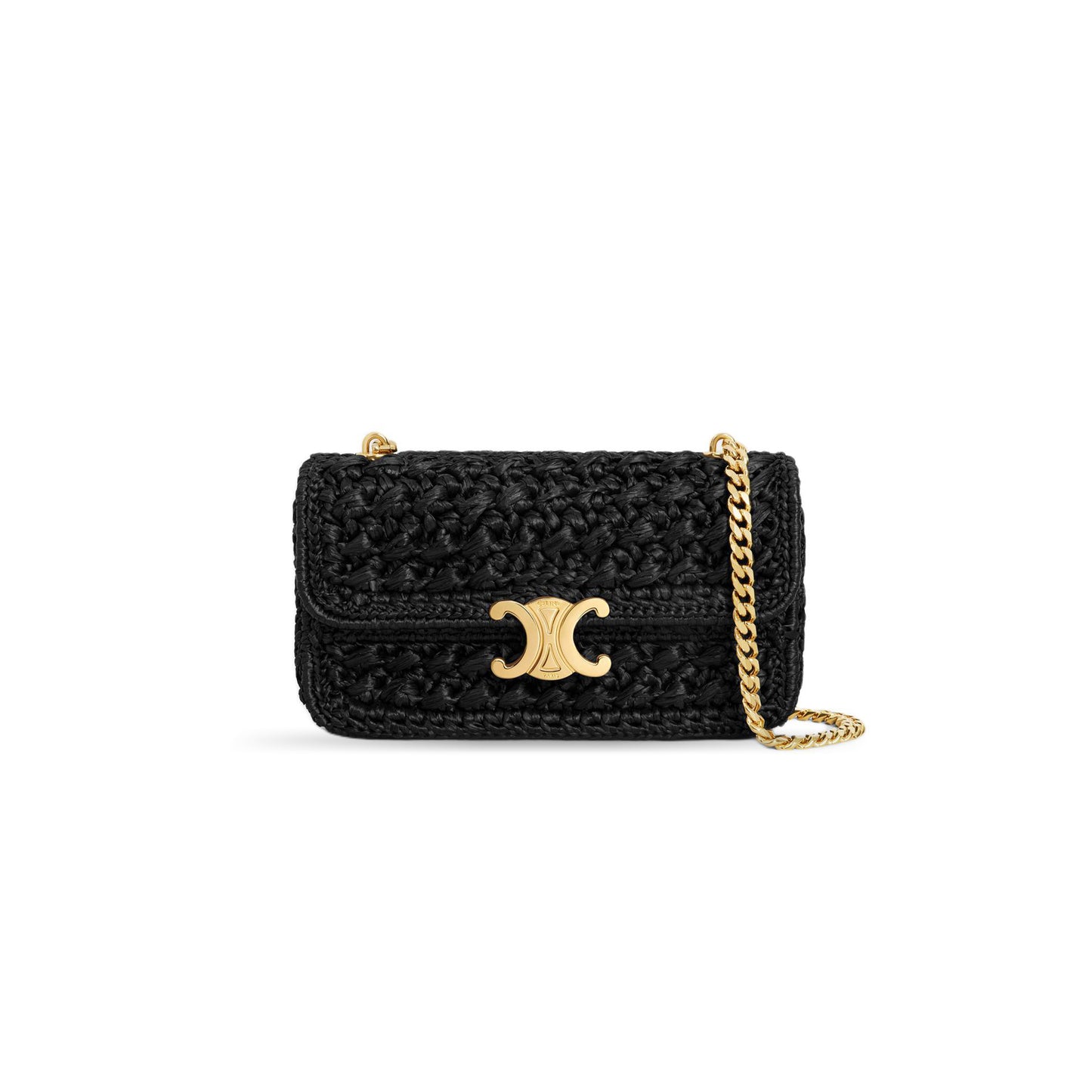 Ce**e chain shoulder bag claude in raffia effect textile 112252etu.38no (20.5*11.5*4)