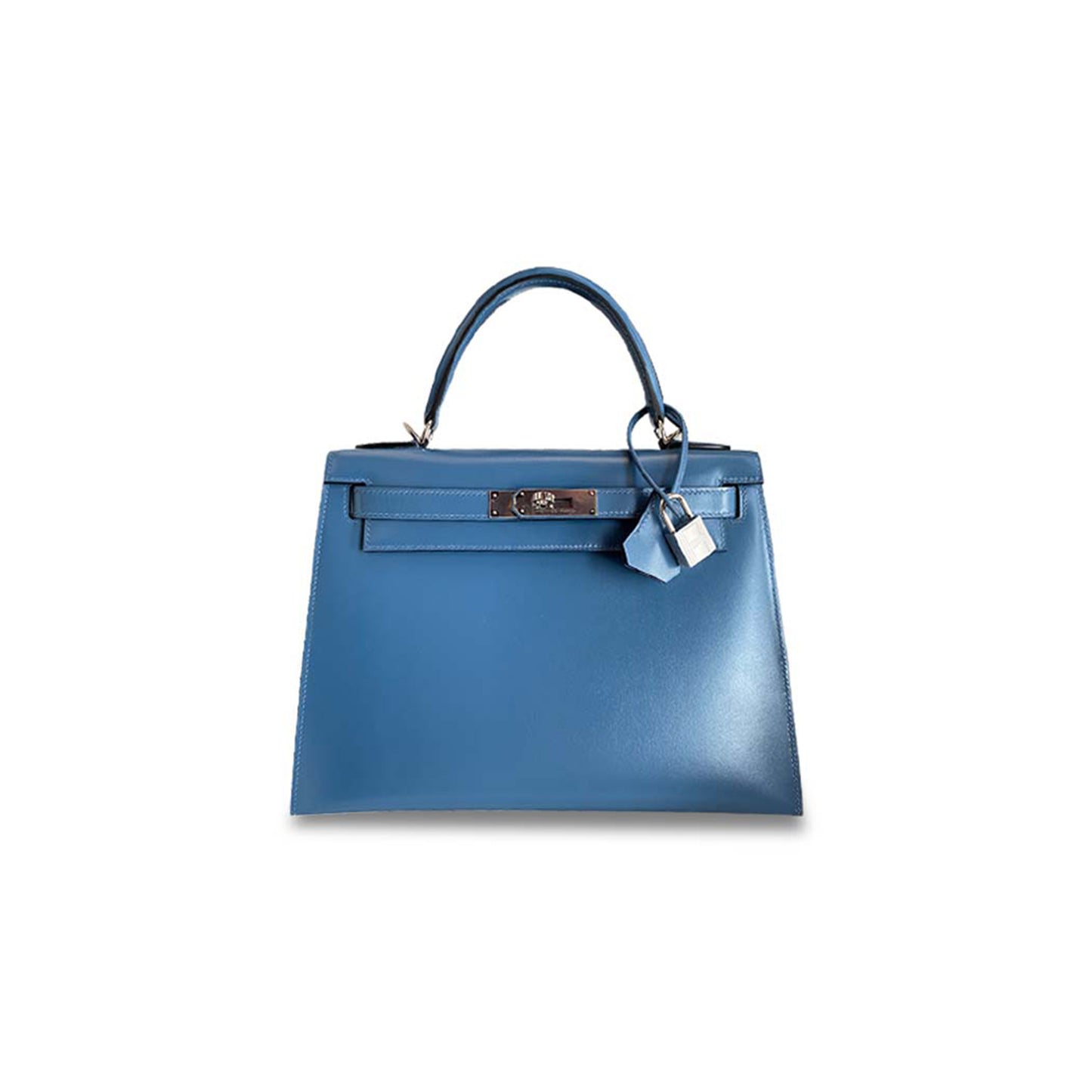 H**mes kelly 28 box denim blue silver buckle (28*22*10cm)
