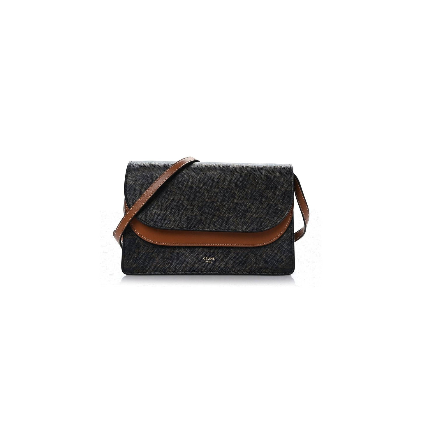 Ce1i*e triomphe canvas lambskin wallet on strap tan (20*13*6cm)