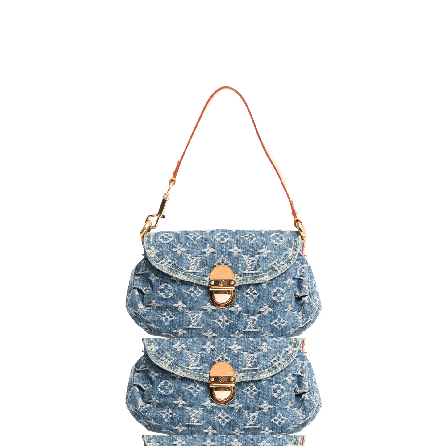 l**is V*t*n monogram denim pleaty m95050 (26*15*9cm)