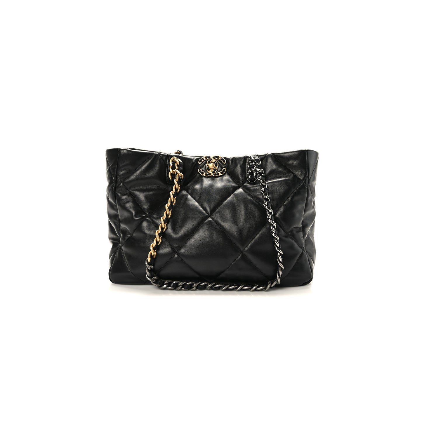 Ch*el master lambskin quilted 19 bag shopping bag black as3660 (41*24*10.5cm)