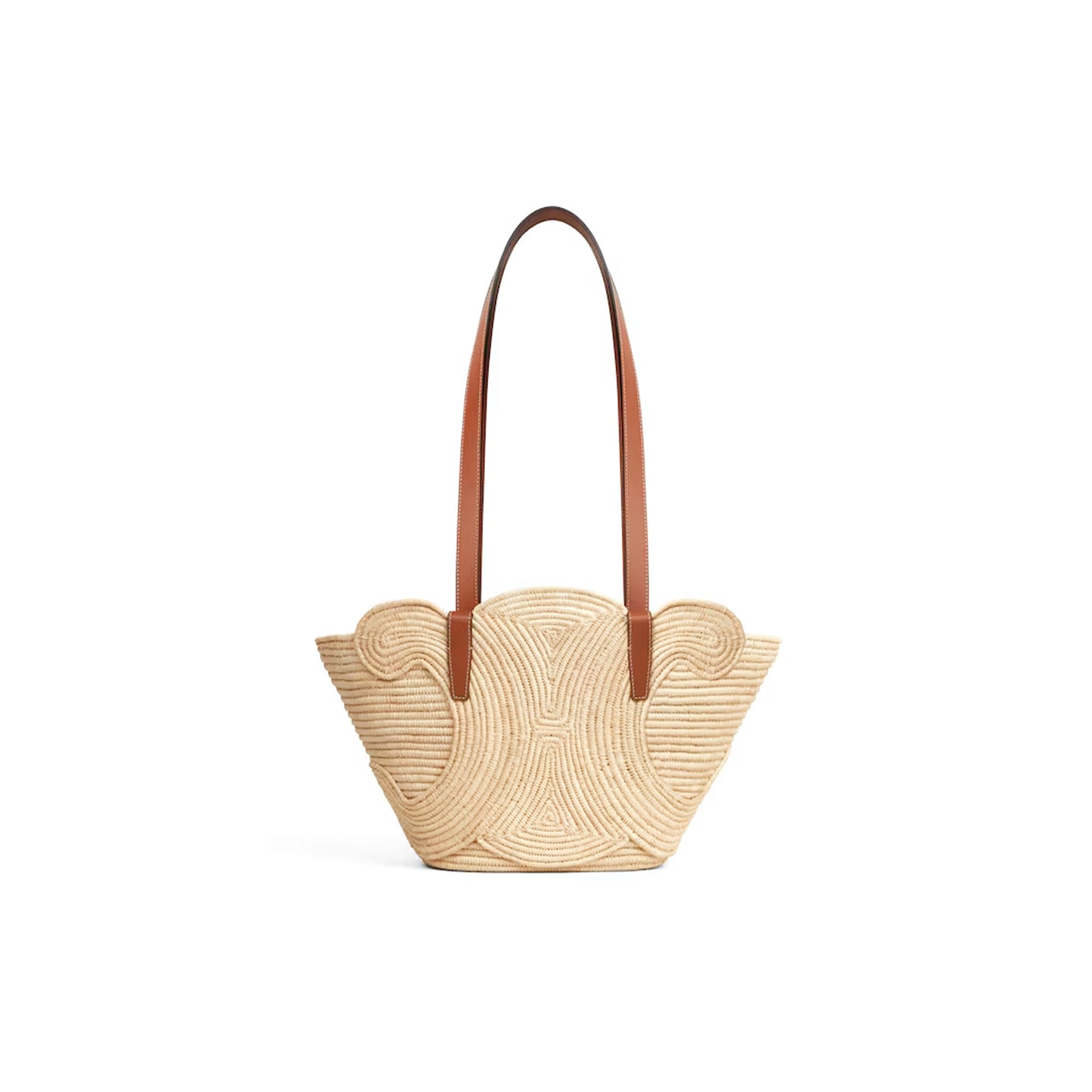 Ce**e classic panier small braided triomphe in raffia and calfskin 117022fwb.04lu (42*21.5*12cm)