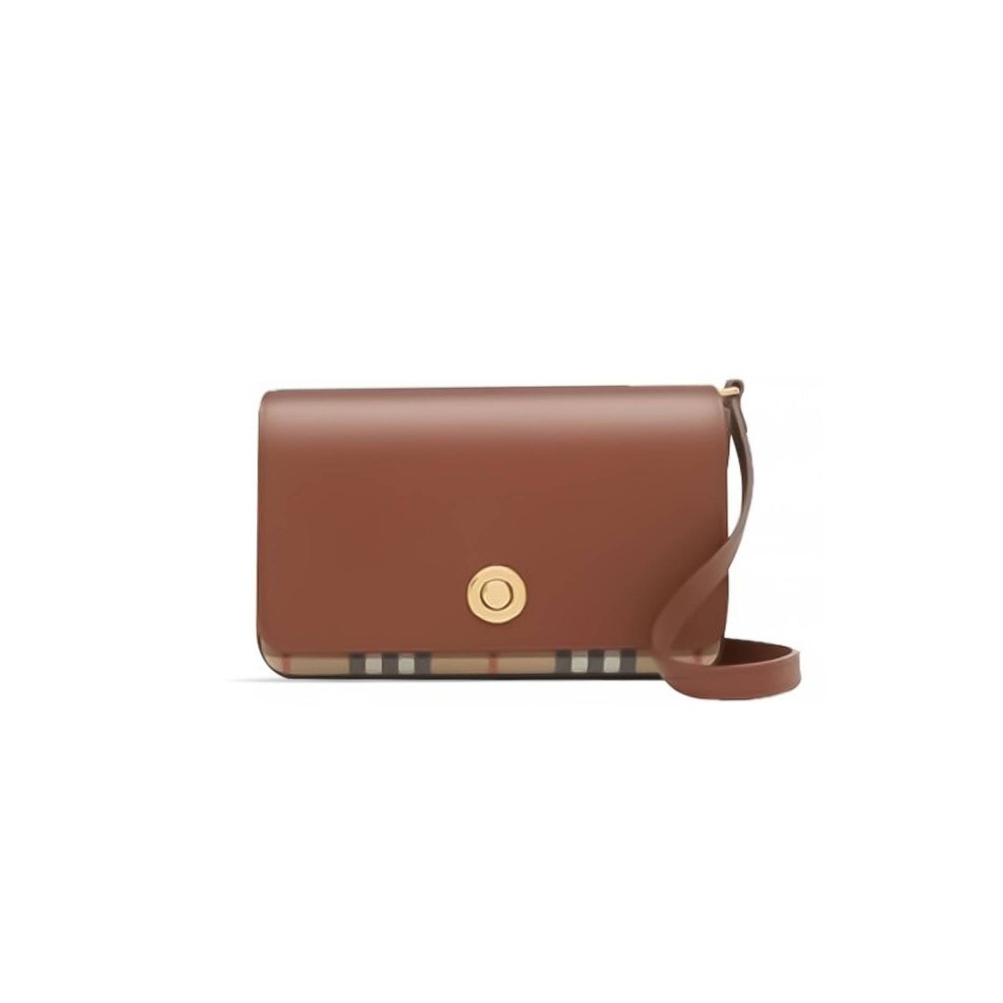 Bv*b*rry leather and vintage check note crossbody bag 80211111 (25cm*8.5cm*18cm)