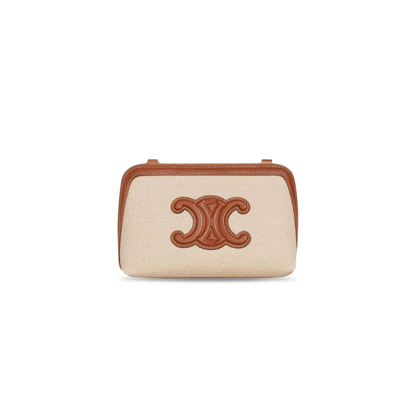 Ce1i*e clutch on chain cuir triomphe in textile and calfskin 10e382dtl-02nt (16.5*11*8cm)