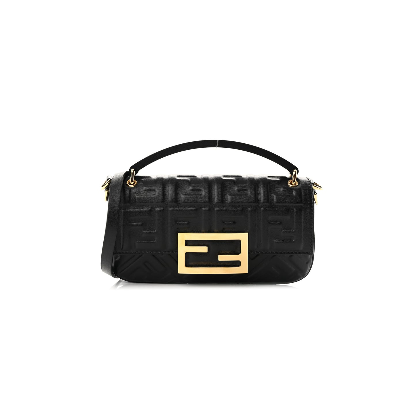 F**di nappa ff 1974 embossed phone baguette black (18.5*10*2.5cm)