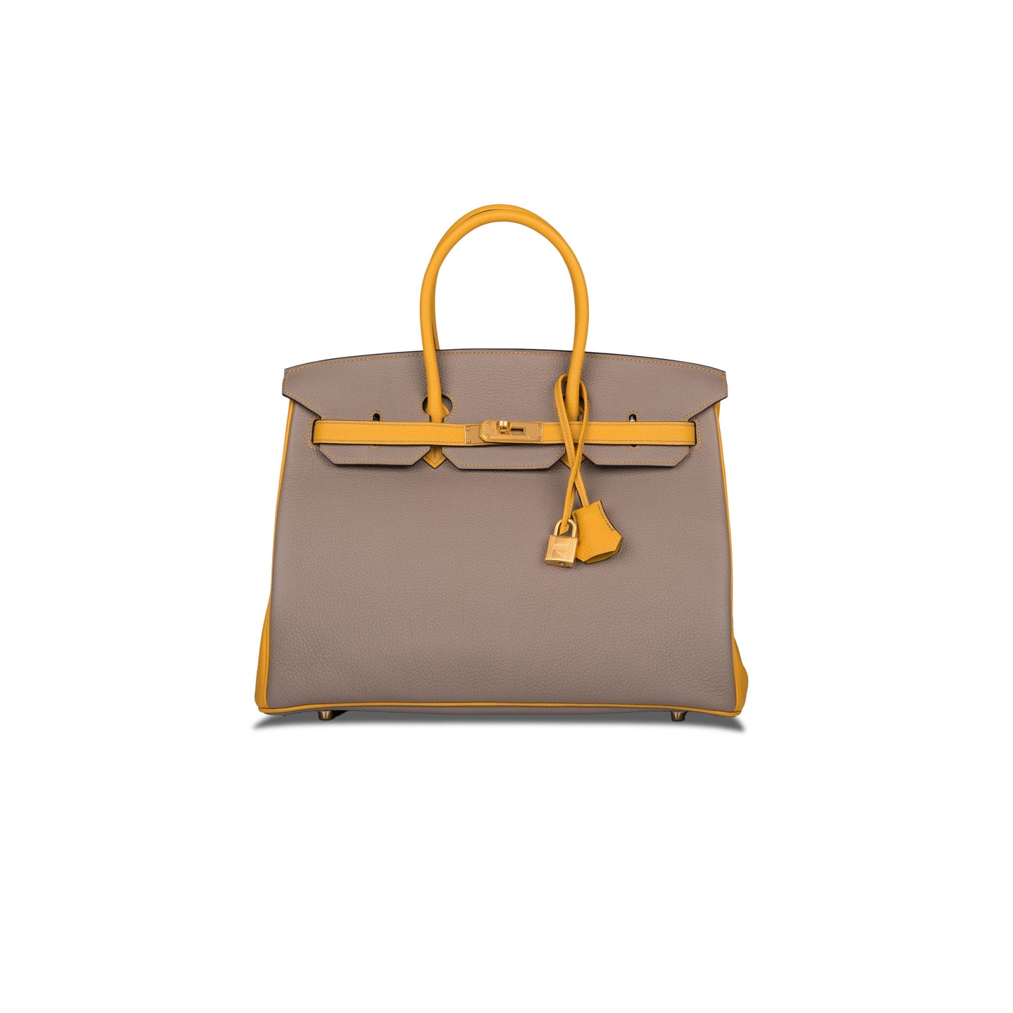 H**mes master birkin 30 epsom asphalt grey and amber yellow gold buckle h028369ck15 (30*23*15cm)