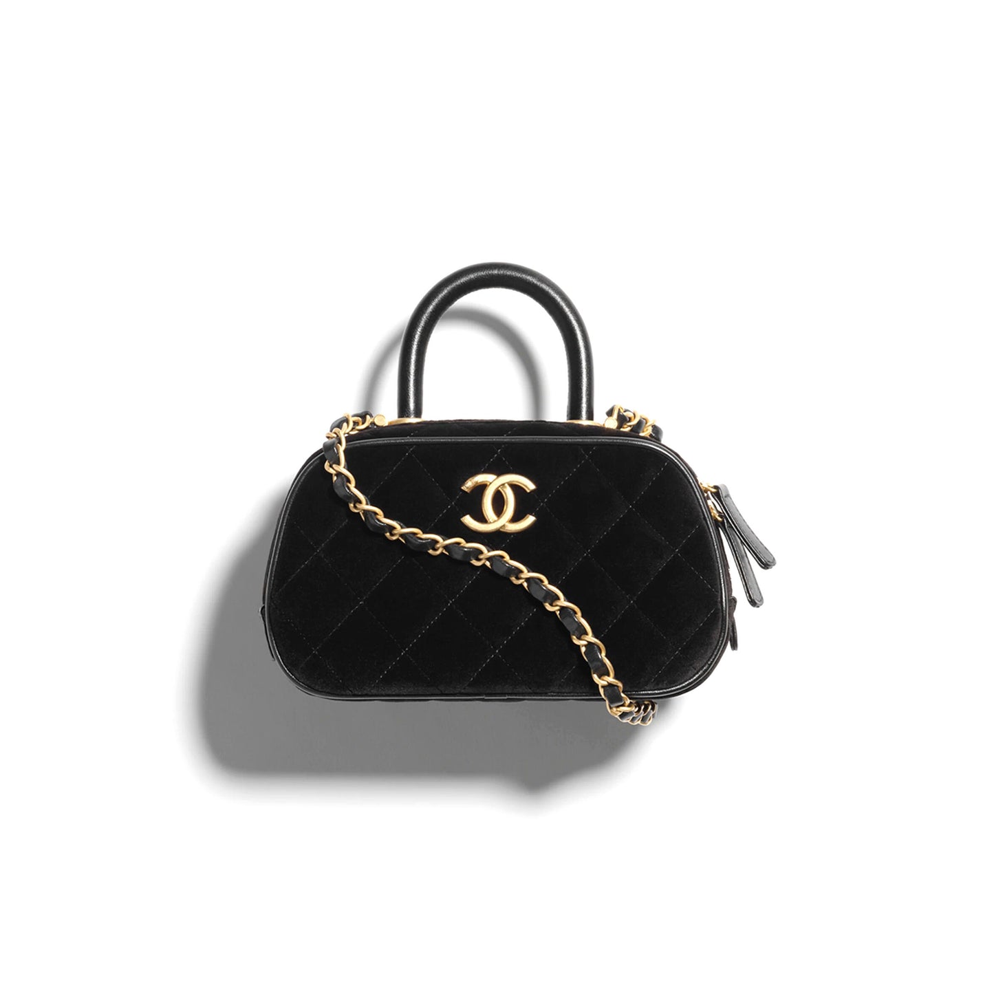 Ch**el mini bowling bag velvet and calfskin as5572 (20*11.5*8.5cm)