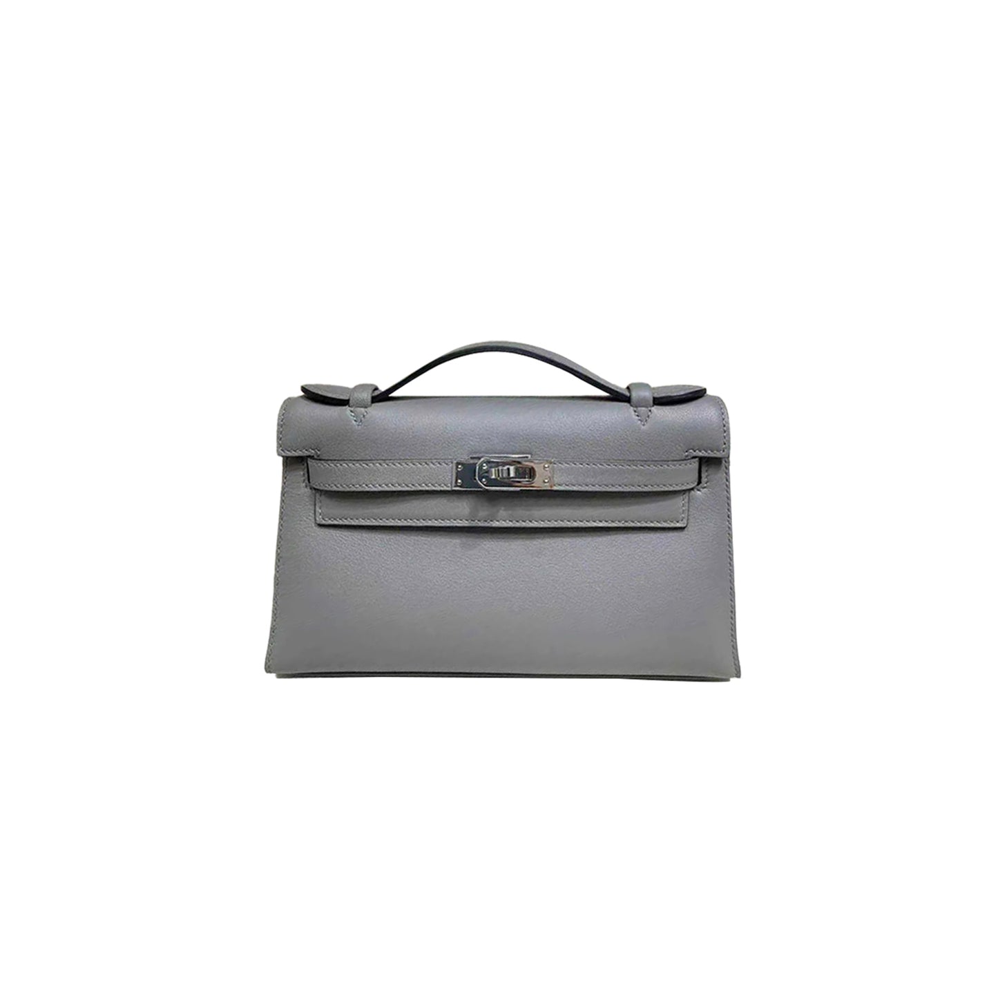 H**mes master kelly pochette swift cumulonimbus gray silver buckle (22*14*7cm)