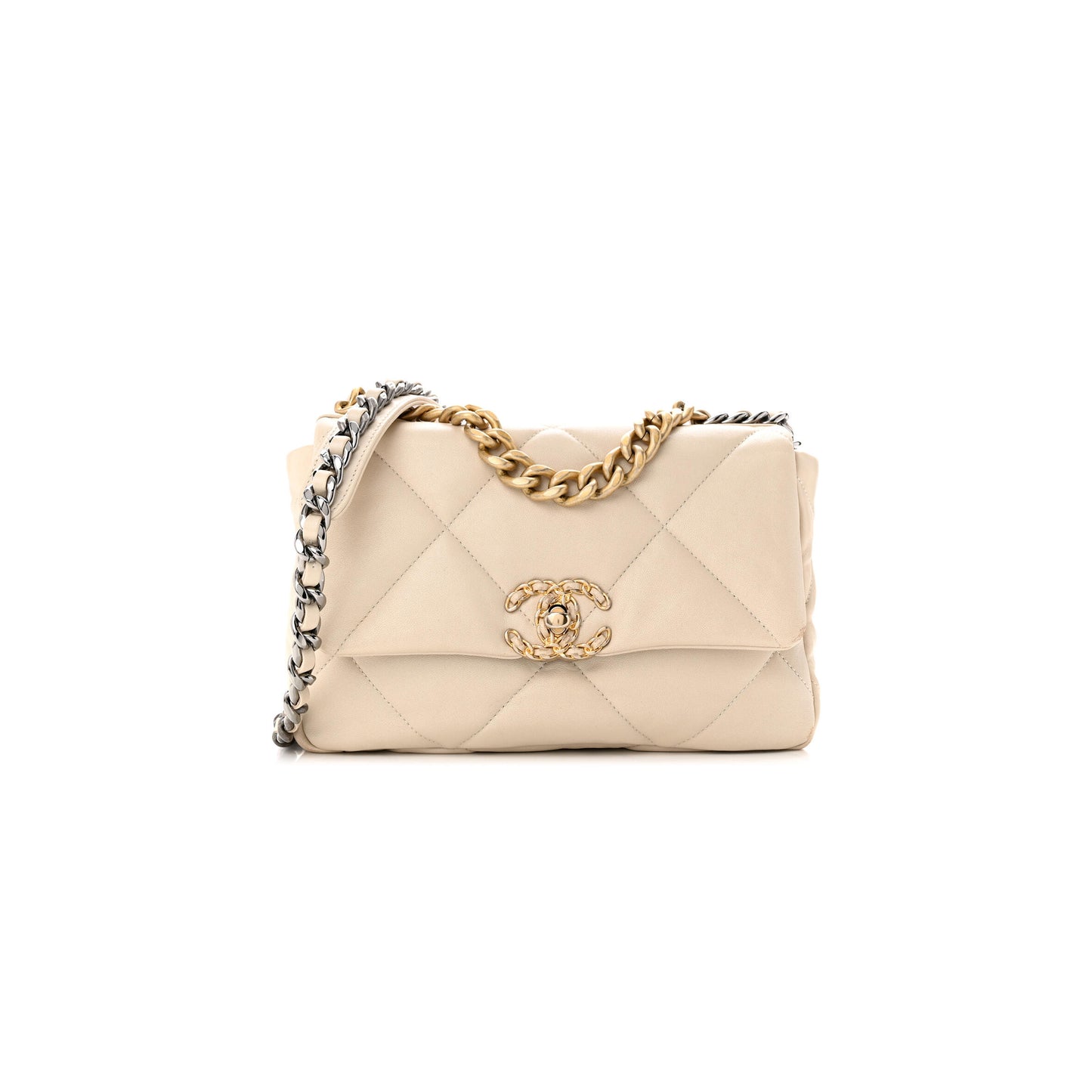 Ch*el master goatskin quilted medium Ch*el 19 flap beige (26*16*9cm)
