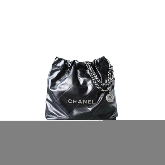 Ch*el master 22 bag black and silver small handbag as3260 (37*34.5*8cm)