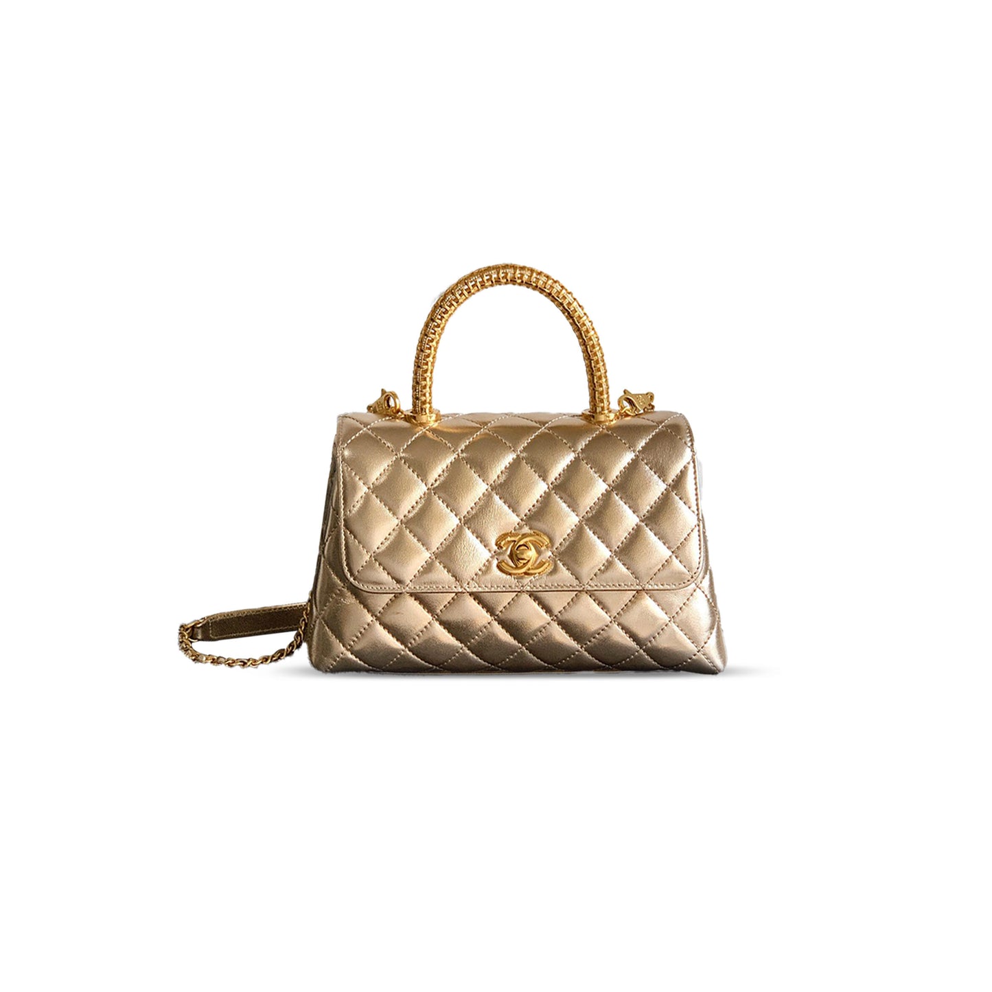 Ch**el master 25a calfskin quilted top handle flap bag 382469 (23*14*8cm)