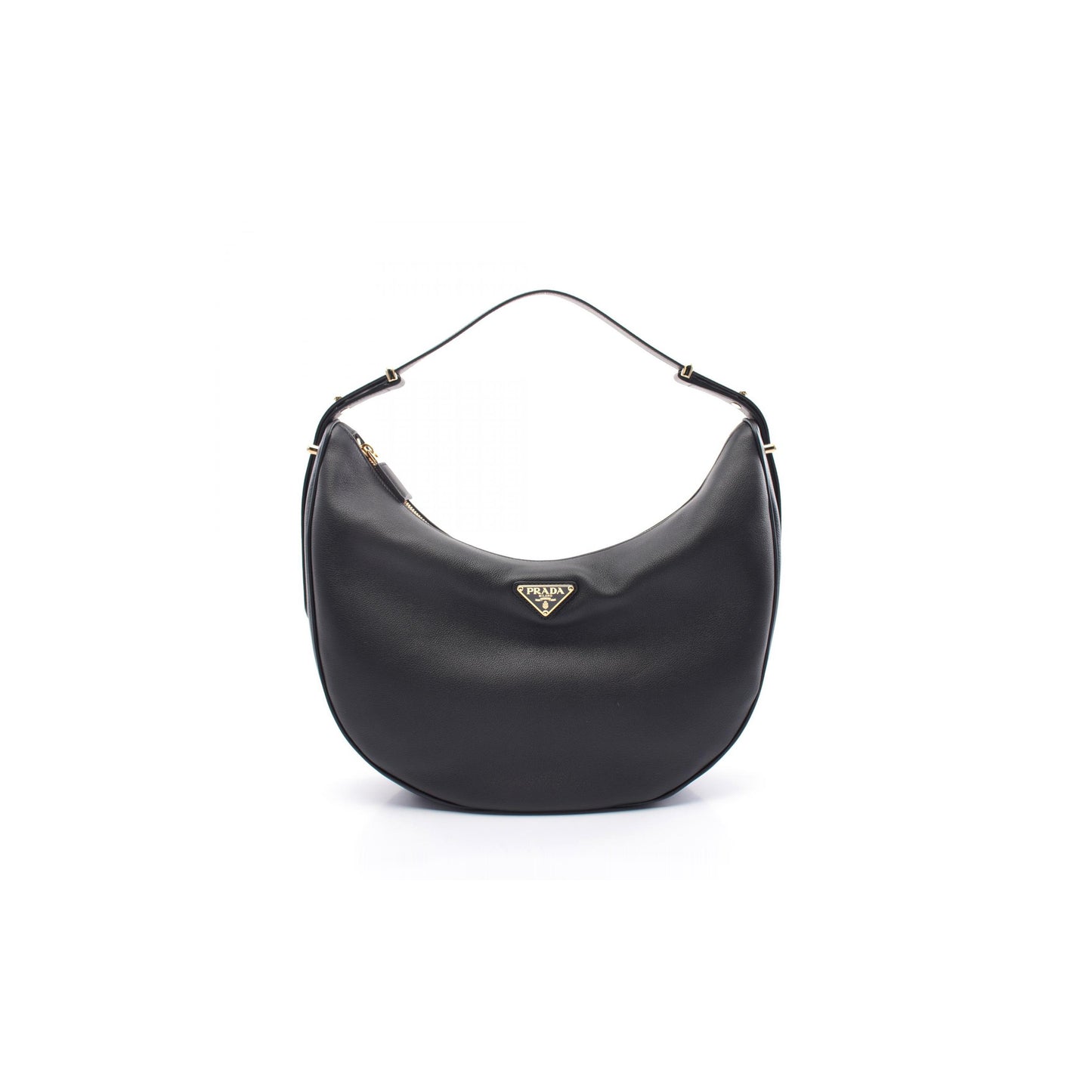 Pra*a soft grain shoulder bag  leather black 1bc212 (35*22.5*8cm)