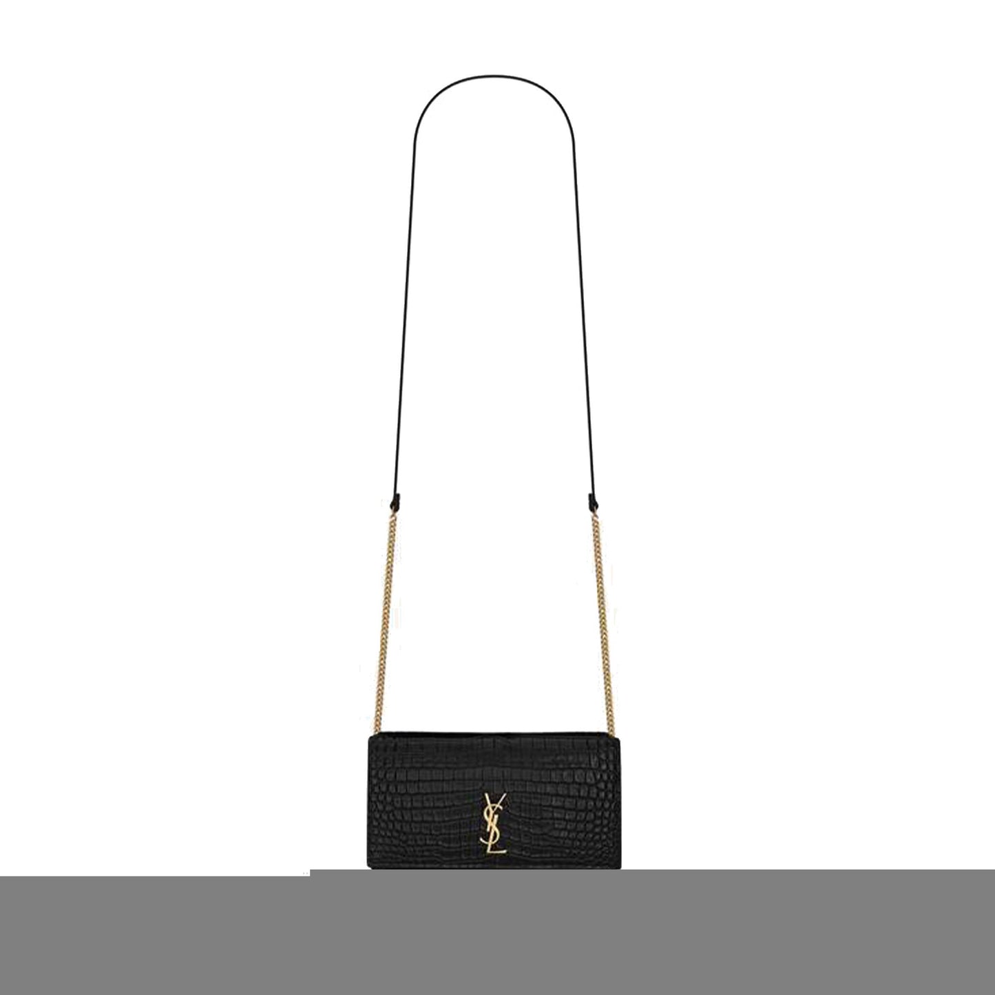 Y*L cassandre phone holder with strap in shiny crocodile-embossed leather 635095dnd1j1000 (18*11*2.5cm)