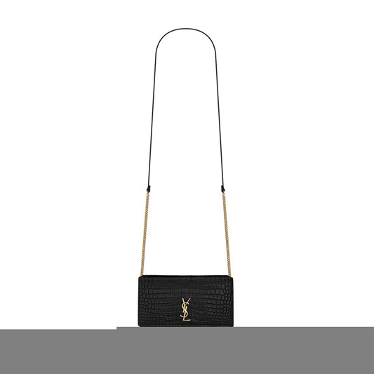 Y*L cassandre phone holder with strap in shiny crocodile-embossed leather 635095dnd1j1000 (18*11*2.5cm)
