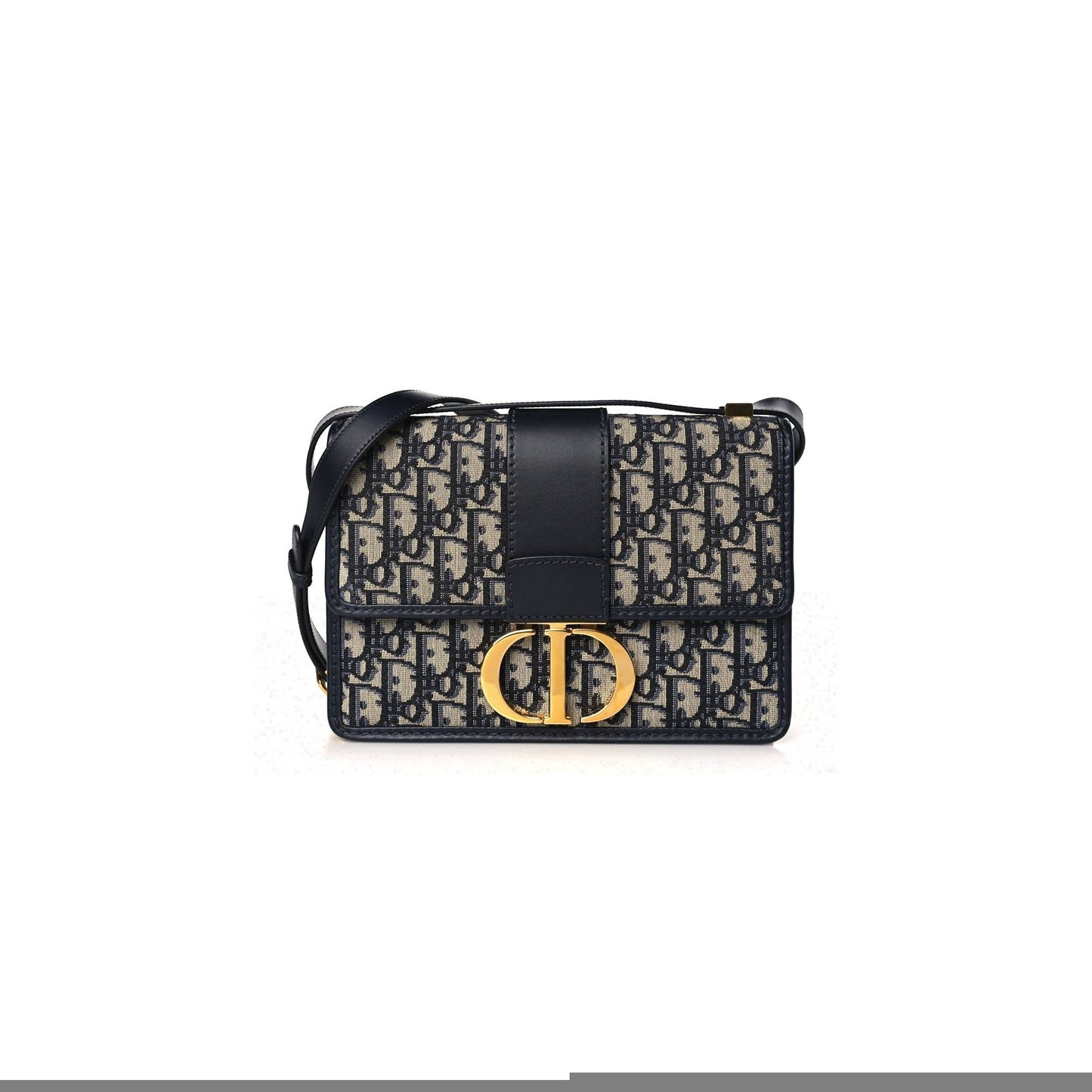 D*or oblique 30 montaigne flap bag blue (24*17*7.6cm)