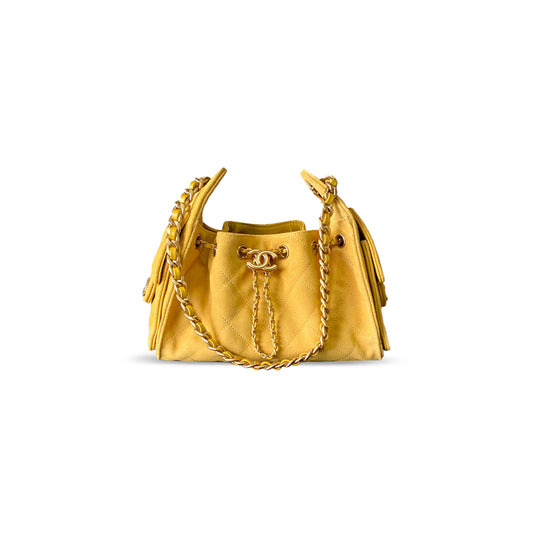 Ch*el 25 mini hobo bag suede and calfskin as5631 (22*20*12.5cm)