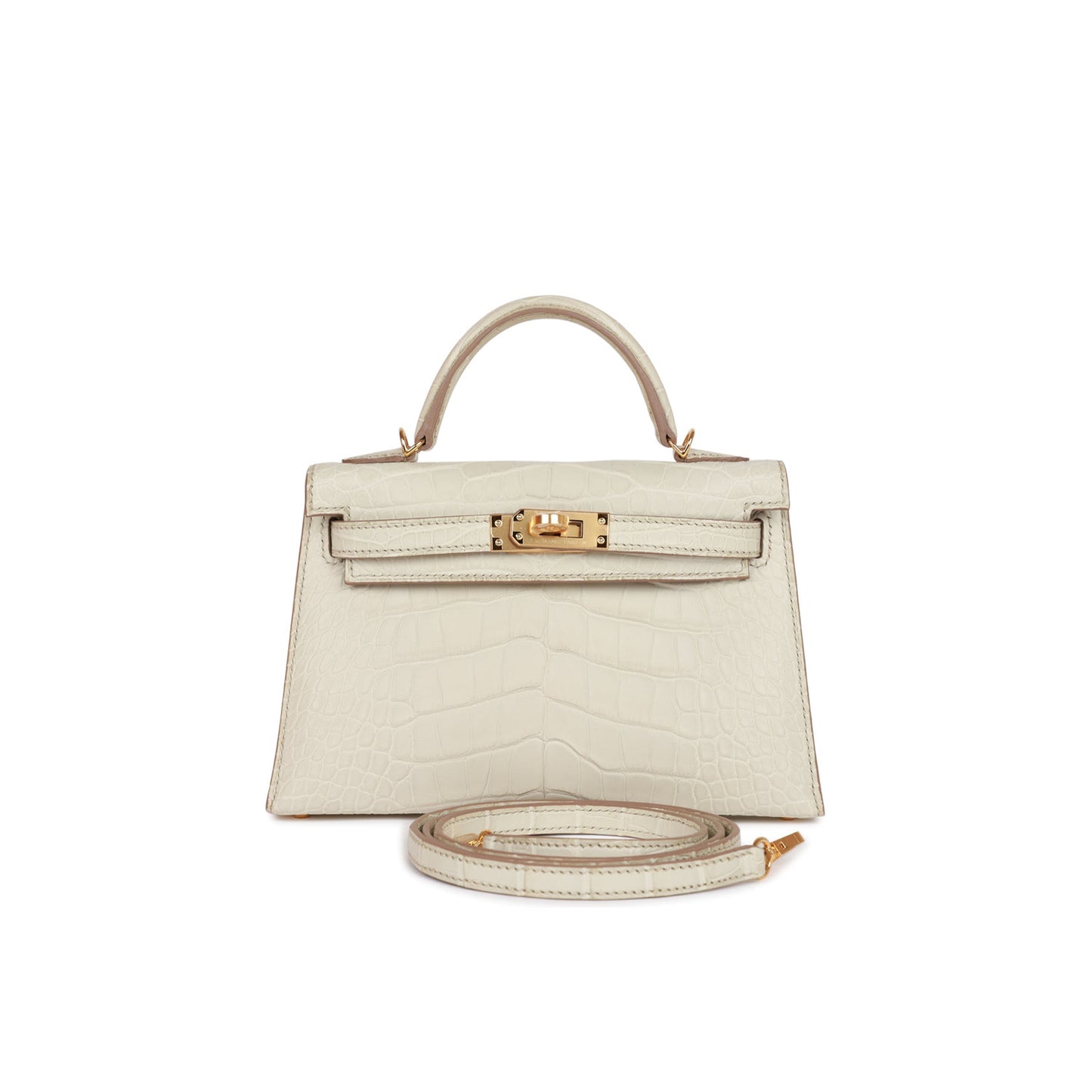 H**mes mini kelly sellier 20cm beton matte alligator gold hardware (19*12*5.5cm)