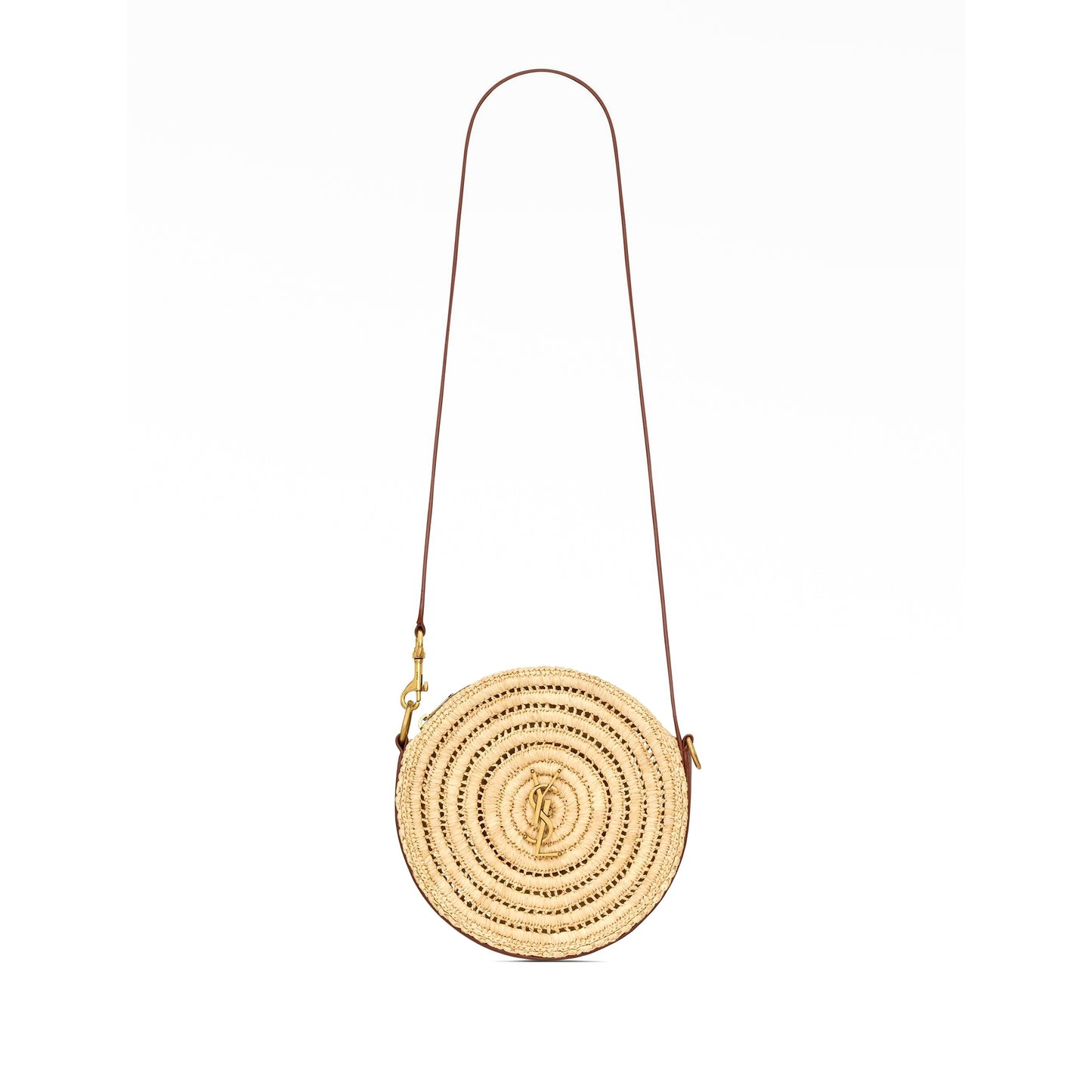 y*l raffia and leather round bag natural and bR1ck 744292gaadq (21*21*4cm)