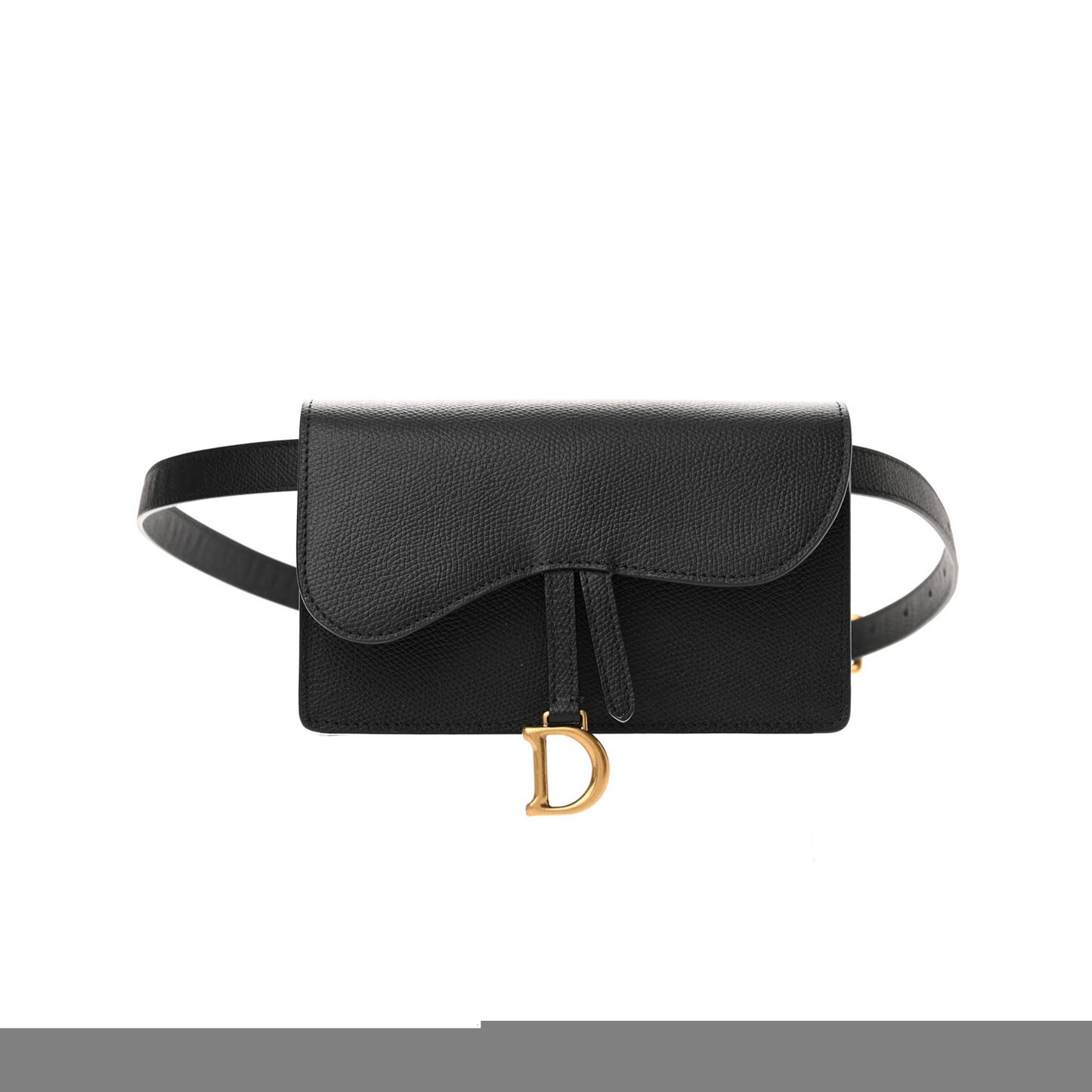 D*or grained calfskin saddle belt bag black (17*10*3.2cm)