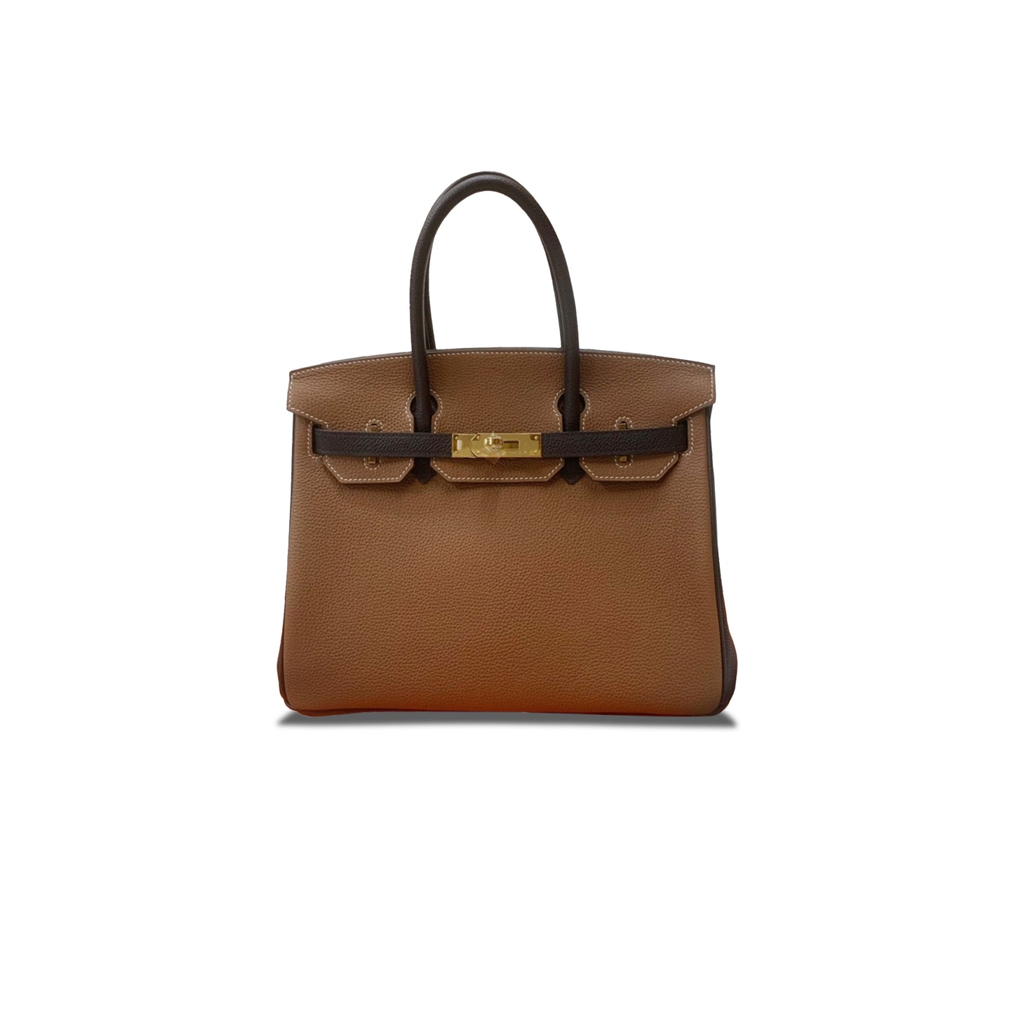 H**mes birkin 25 toggle leather ebony and khaki gold buckle bk2537tggp (25*20*13cm)