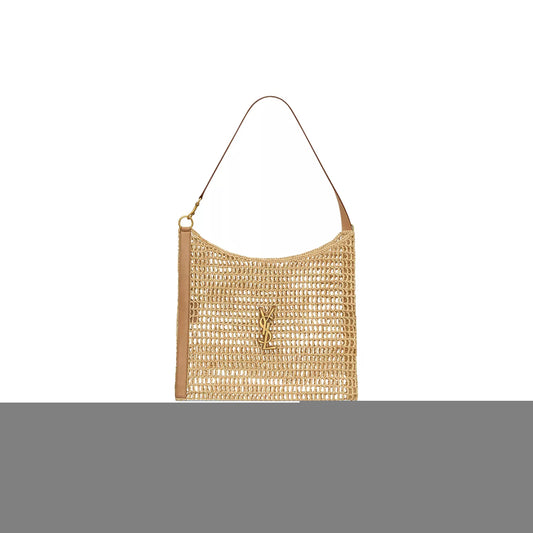 Y*L oxalis raffia crochet and vegetable-tanned leather handbag 773984gaaeb9718 (46*38*3cm)