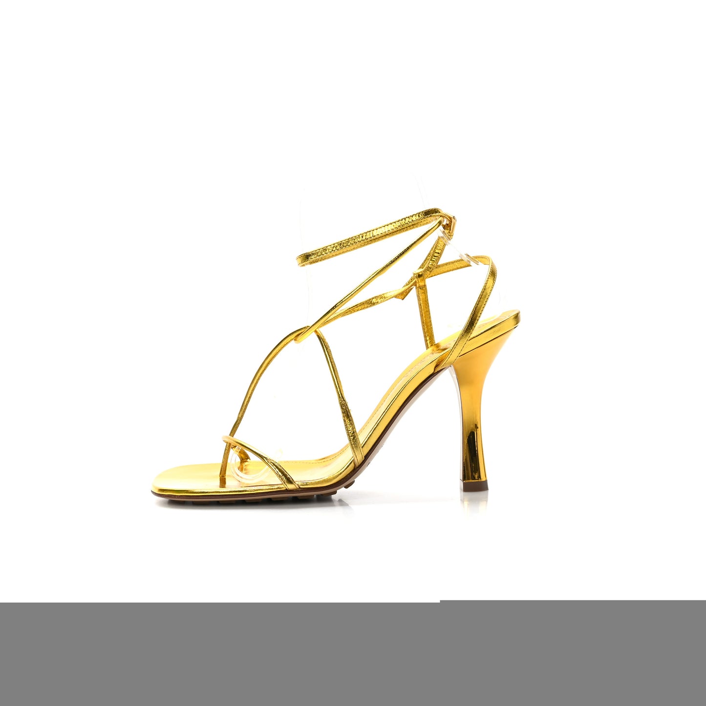 bo*te*ga Ve*ne*ta laminated calfskin the line 90mm sandals 365 gold