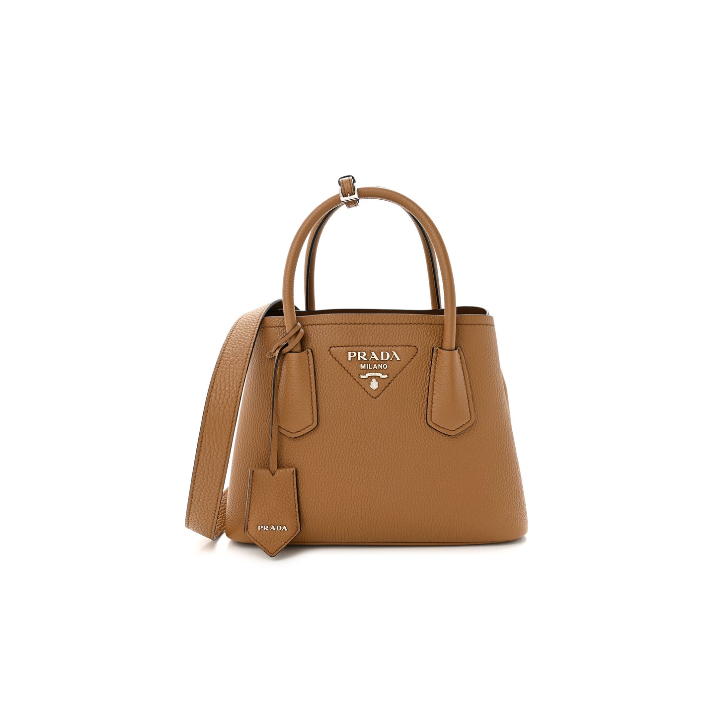 Pra*a vitello daino soft mini double bag caramel (25*18*10cm)