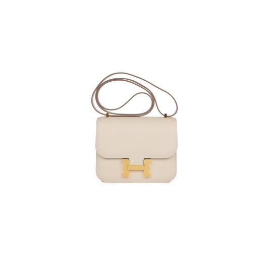 H**mes constance 18 craie epsom gold hardware (18cm)