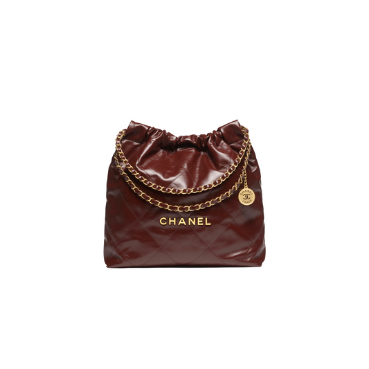 Ch*el master 22 handbag shiny calfskin & gold-tone metal as3261 (42*36*8cm)