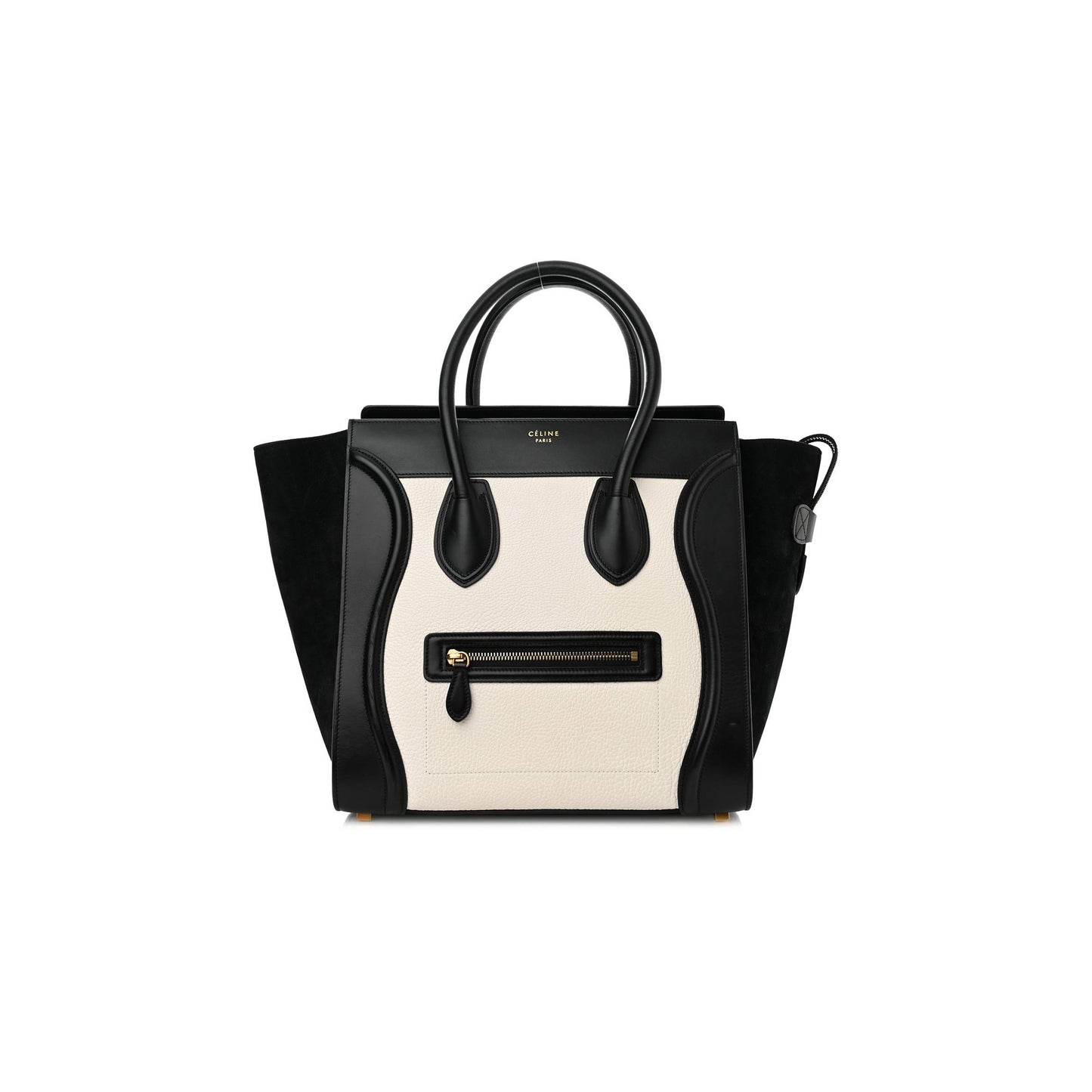 ce**e bullhide calfskin mini bi-color lU*gage black white (34*30*17cm)