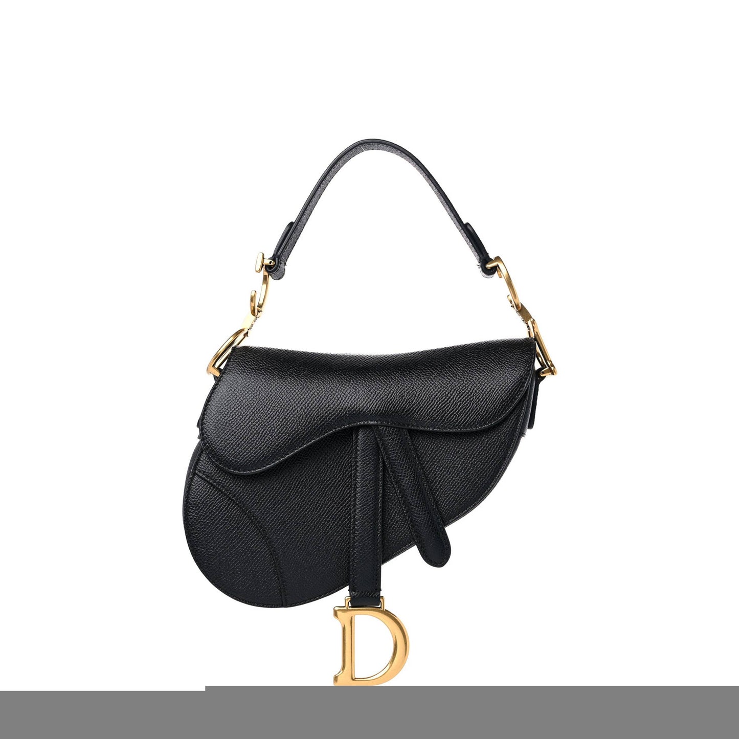 D*or grained calfskin mini saddle bag black (18*15*5.1cm)