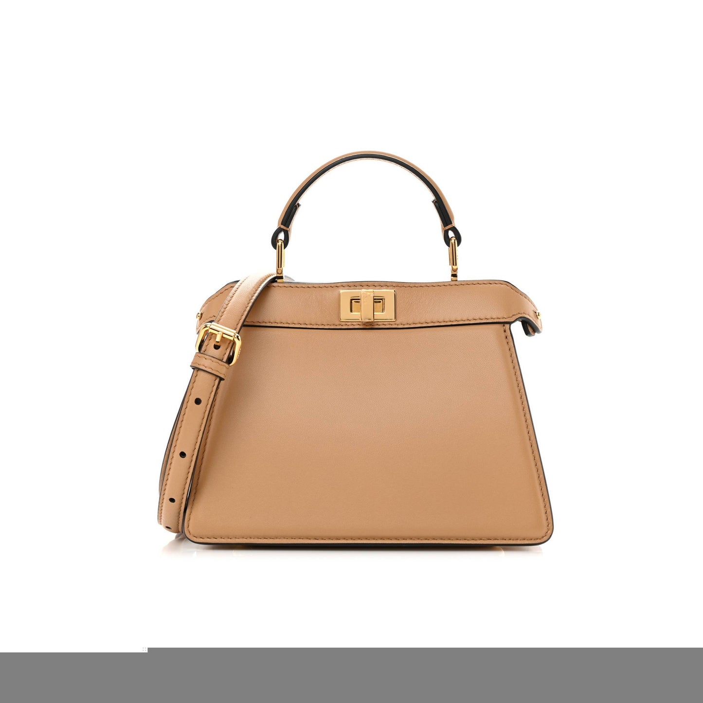 F**di shiny nappa petite peekaboo i see u satchel miele scuro (20*15*11cm)