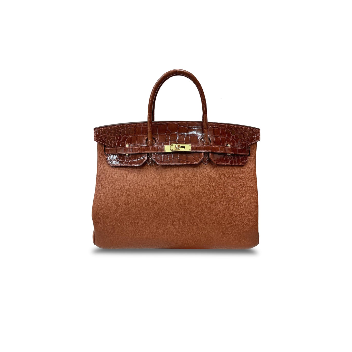 h**mes master birkin 30 crocodile and togo leather G01den brown gold buckle h076235ck06 (30*22*16cm)