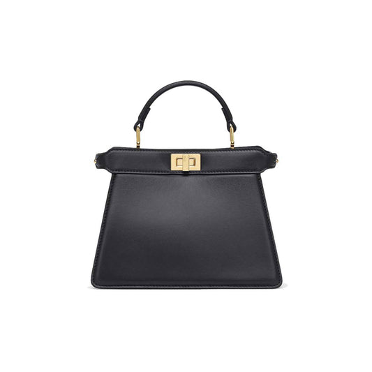 F**di peekaboo iseeu petite - black padded nappa leather bag 8bn335abvef0kur (20*15.5*11cm)