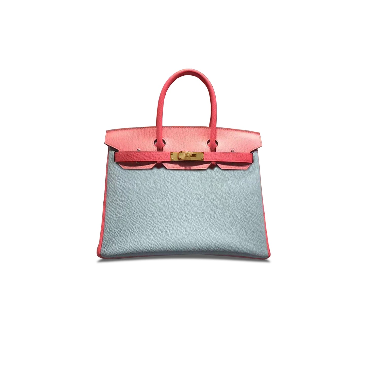 H**mes master birkin 30 epsom macaron blue milkshake pink lipstick pink silver buckle h028369ck25 (30*23*15cm)