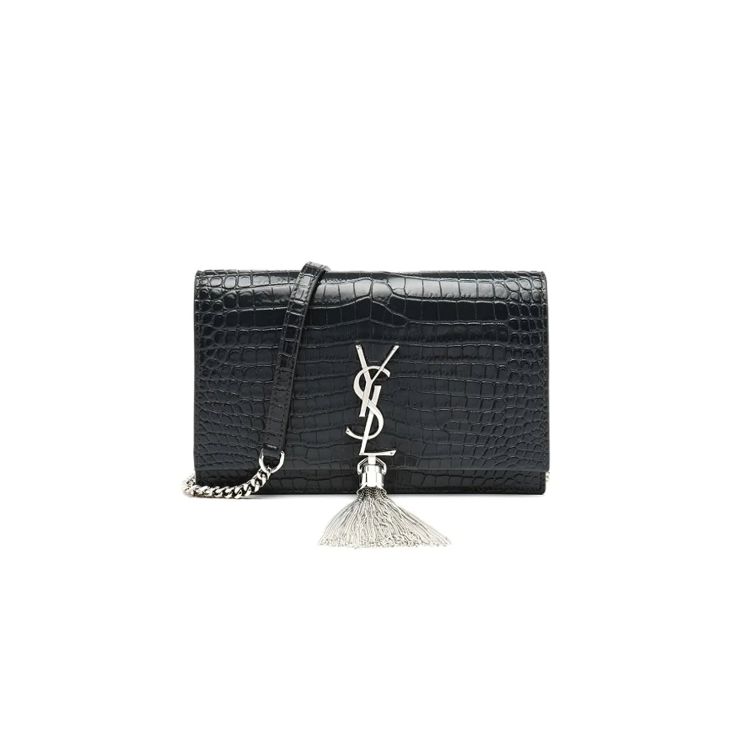 Y*L kate monogram tassel chain wallet in calfskin crocodile embossed 452159dnd1n1000 (19*12.5*4cm)