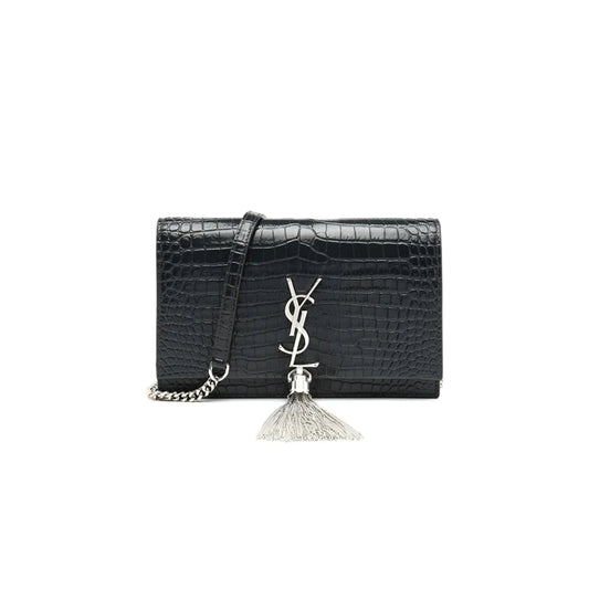 Y*L kate monogram tassel chain wallet in calfskin crocodile embossed 452159dnd1n1000 (19*12.5*4cm)